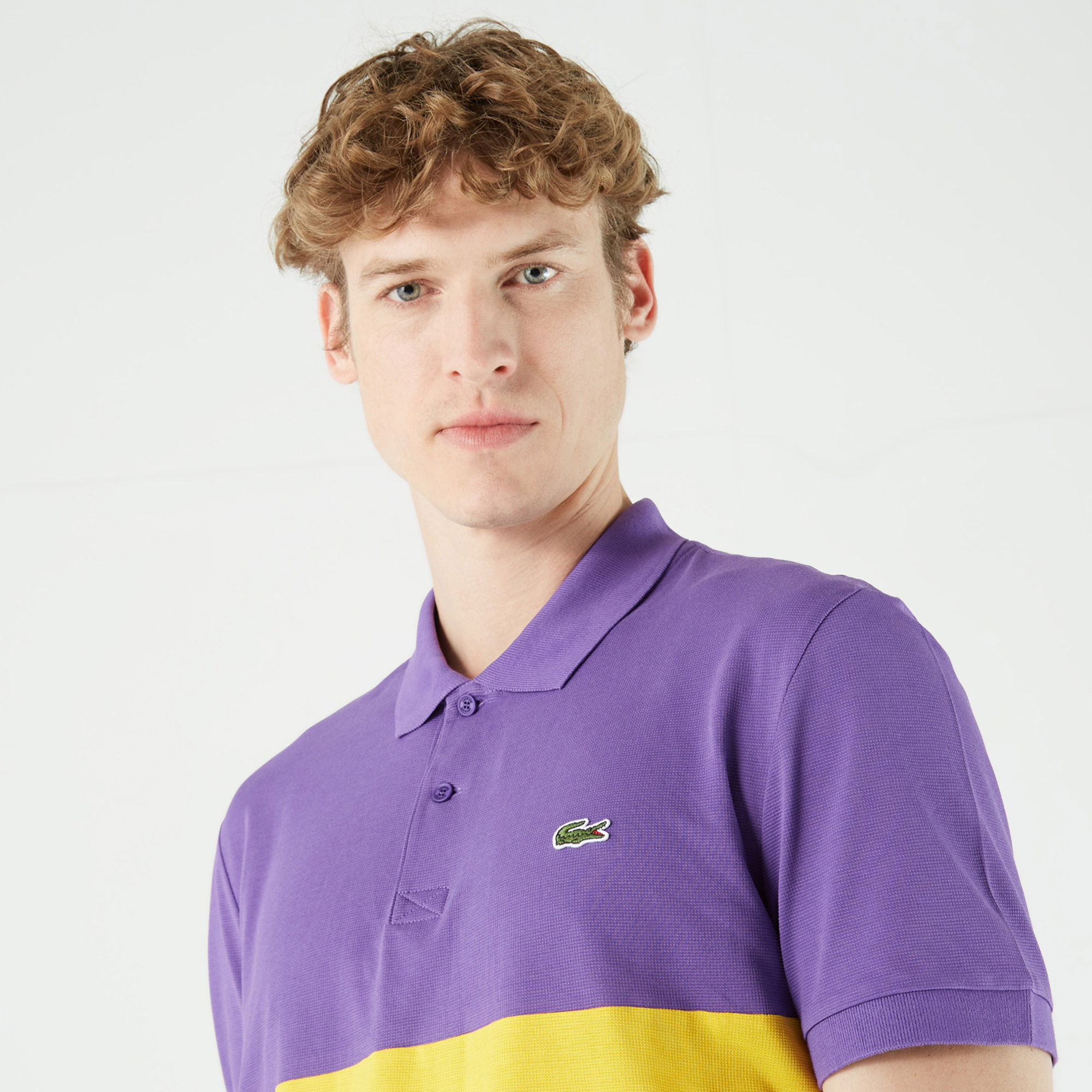 Lacoste Erkek Regular Fit Renk Bloklu Mor Polo