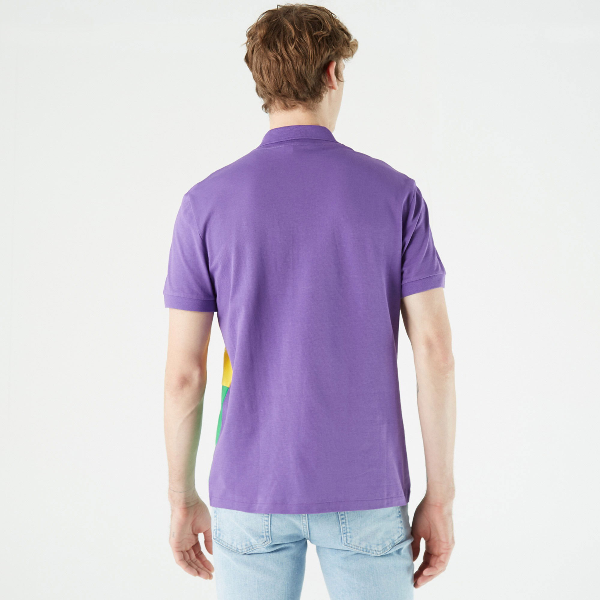 Lacoste Erkek Regular Fit Renk Bloklu Mor Polo