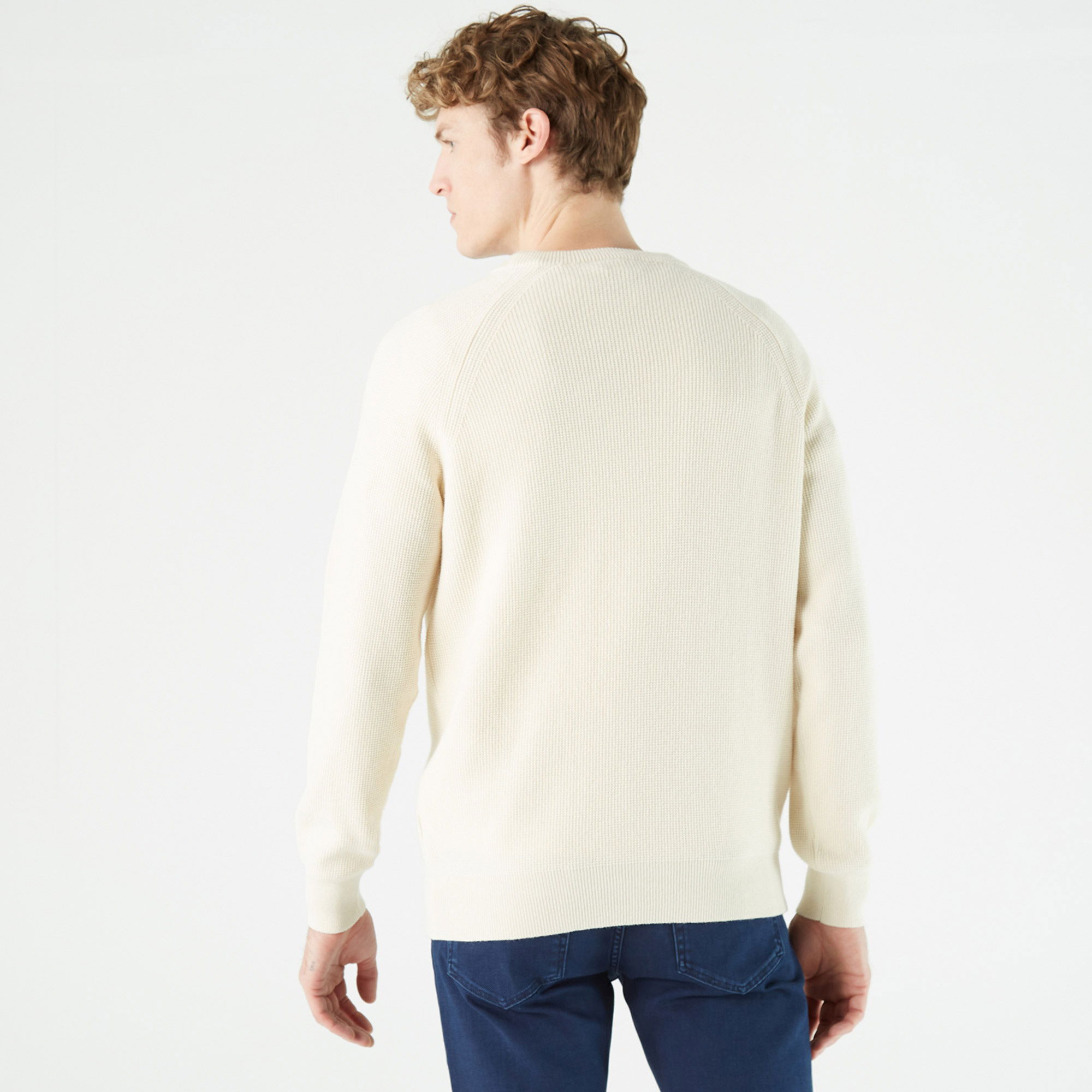 Lacoste Erkek Regular Fit Bisiklet Yaka Bej Kazak
