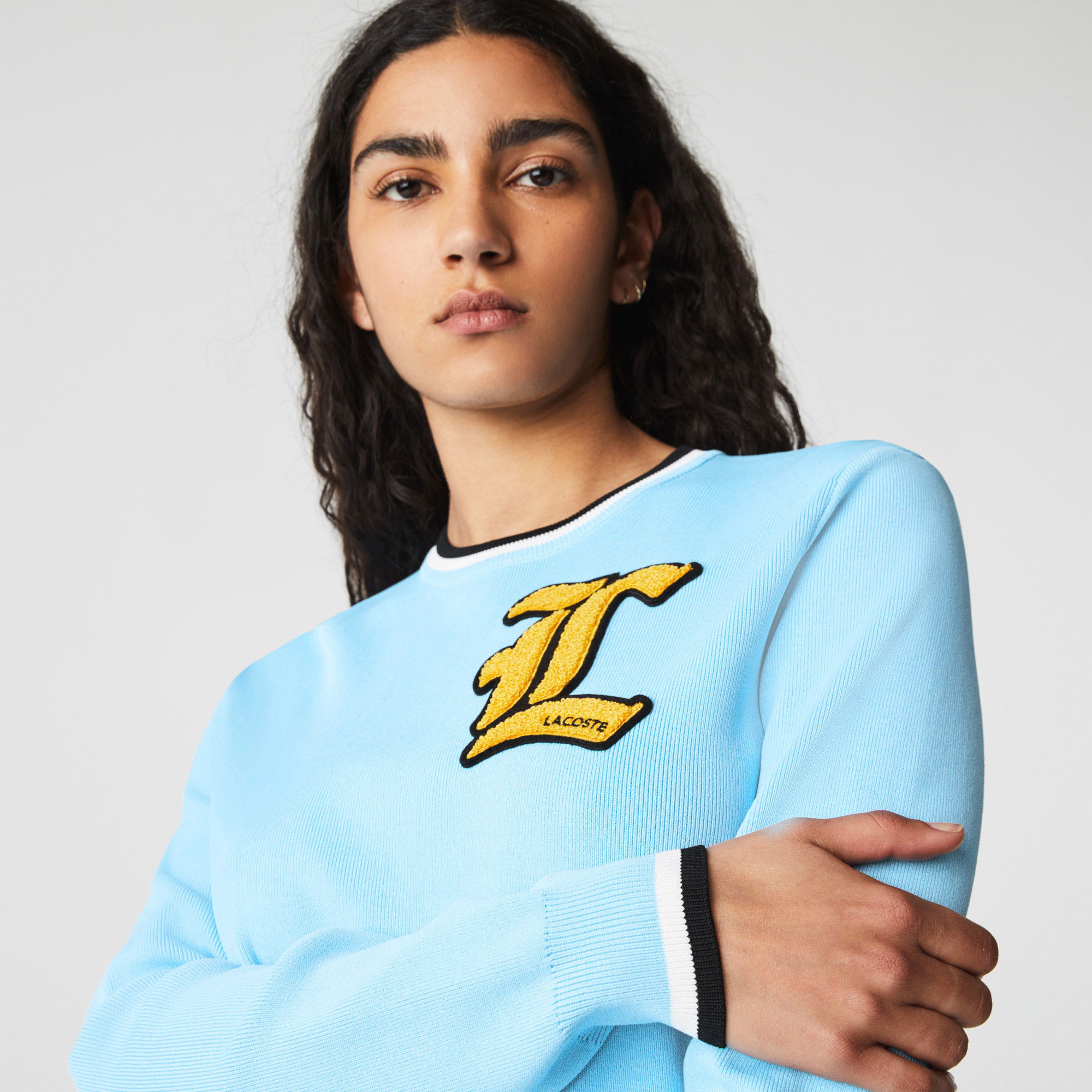 Lacoste L!VE Kadın Bisiklet Yaka Baskılı Mavi Kazak