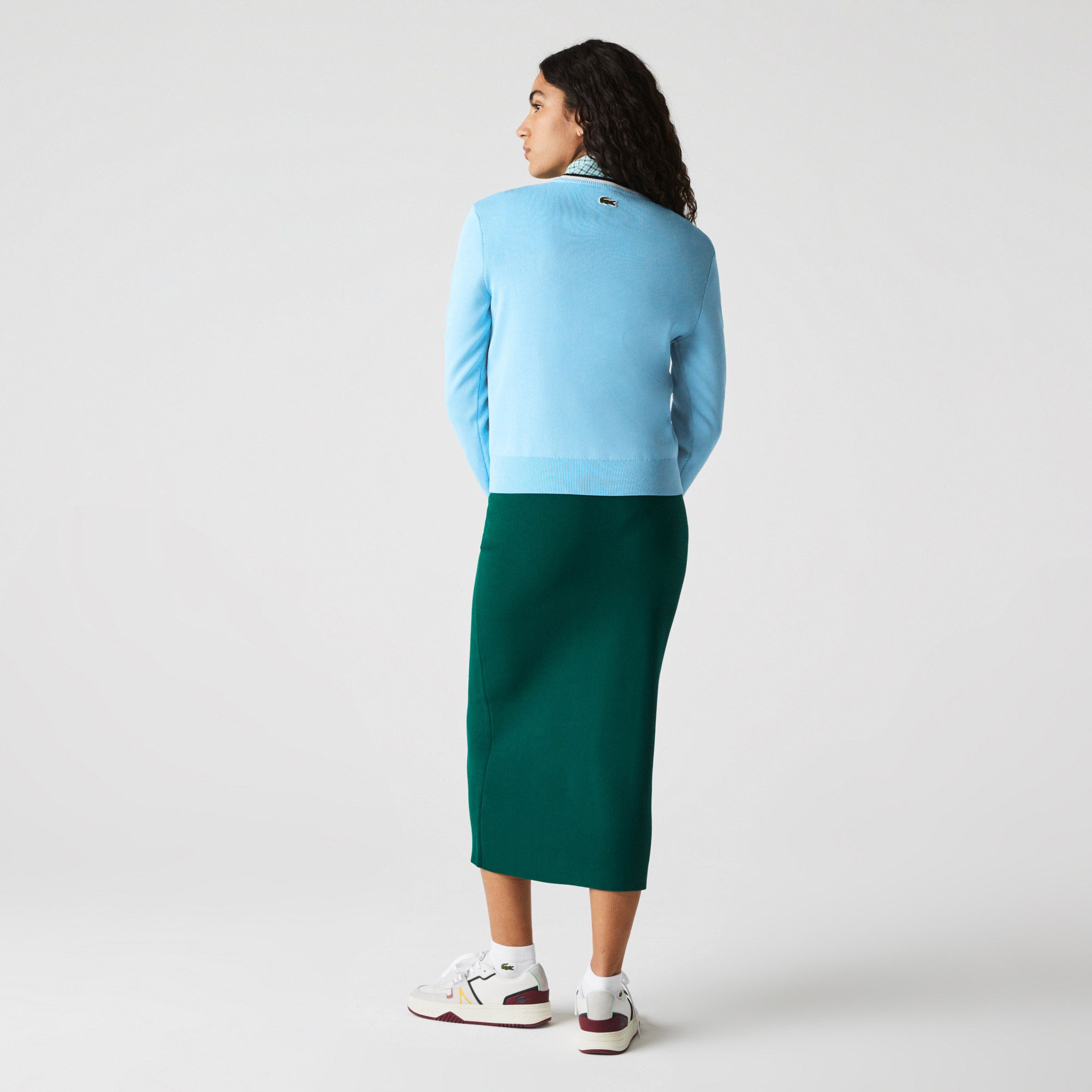 Lacoste L!VE Kadın Bisiklet Yaka Baskılı Mavi Kazak