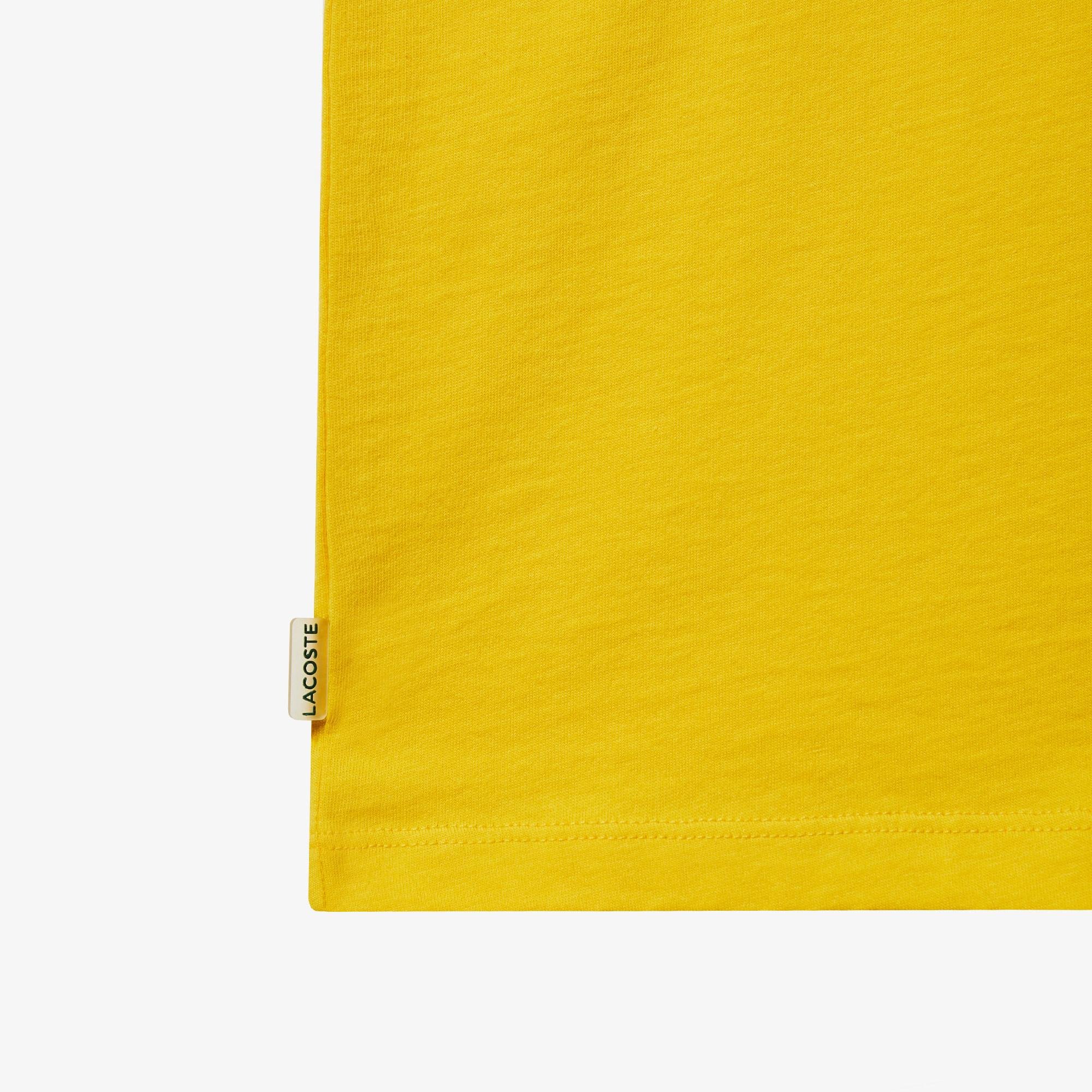 Lacoste Erkek Çocuk Bisiklet Yaka Baskılı Sarı T-Shirt