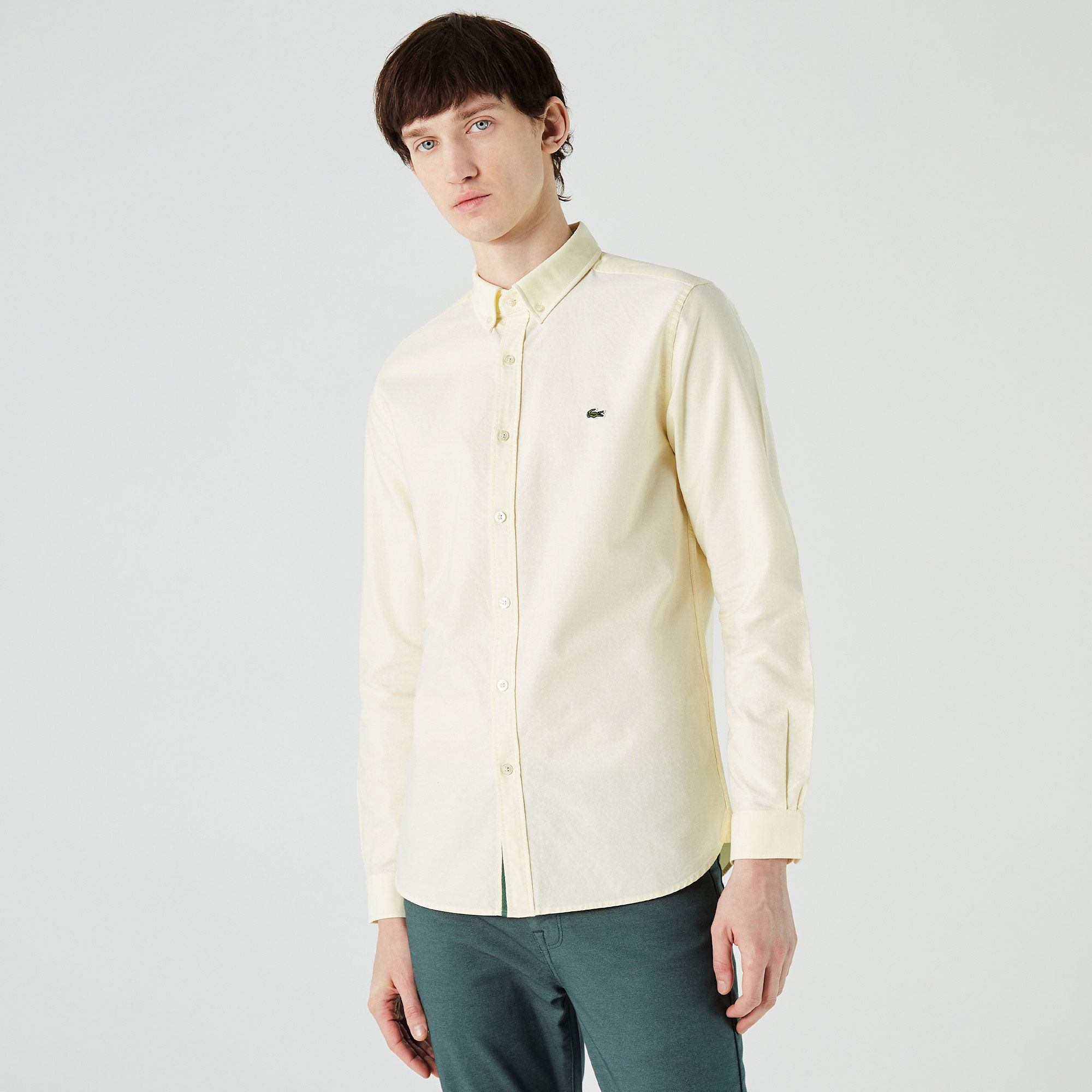 Lacoste Erkek Slim Fit Düğmeli Yaka Sarı Gömlek