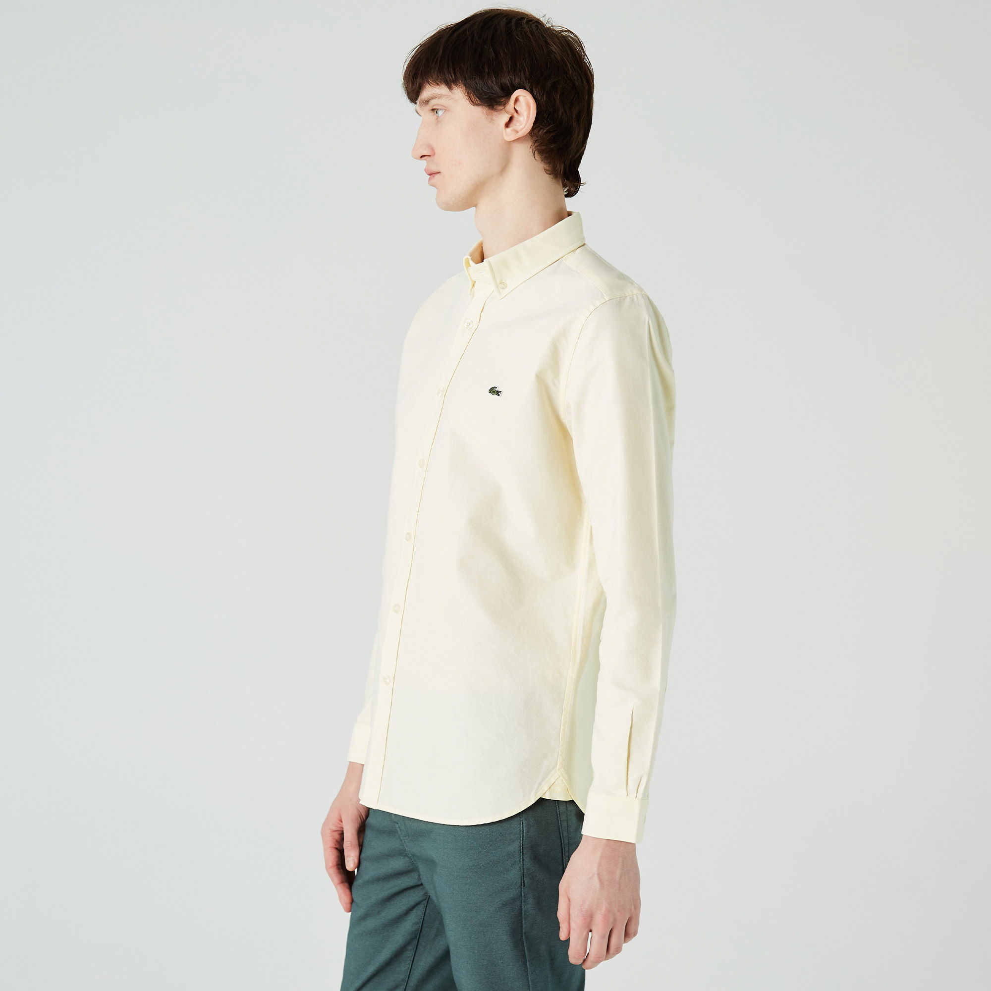 Lacoste Erkek Slim Fit Düğmeli Yaka Sarı Gömlek