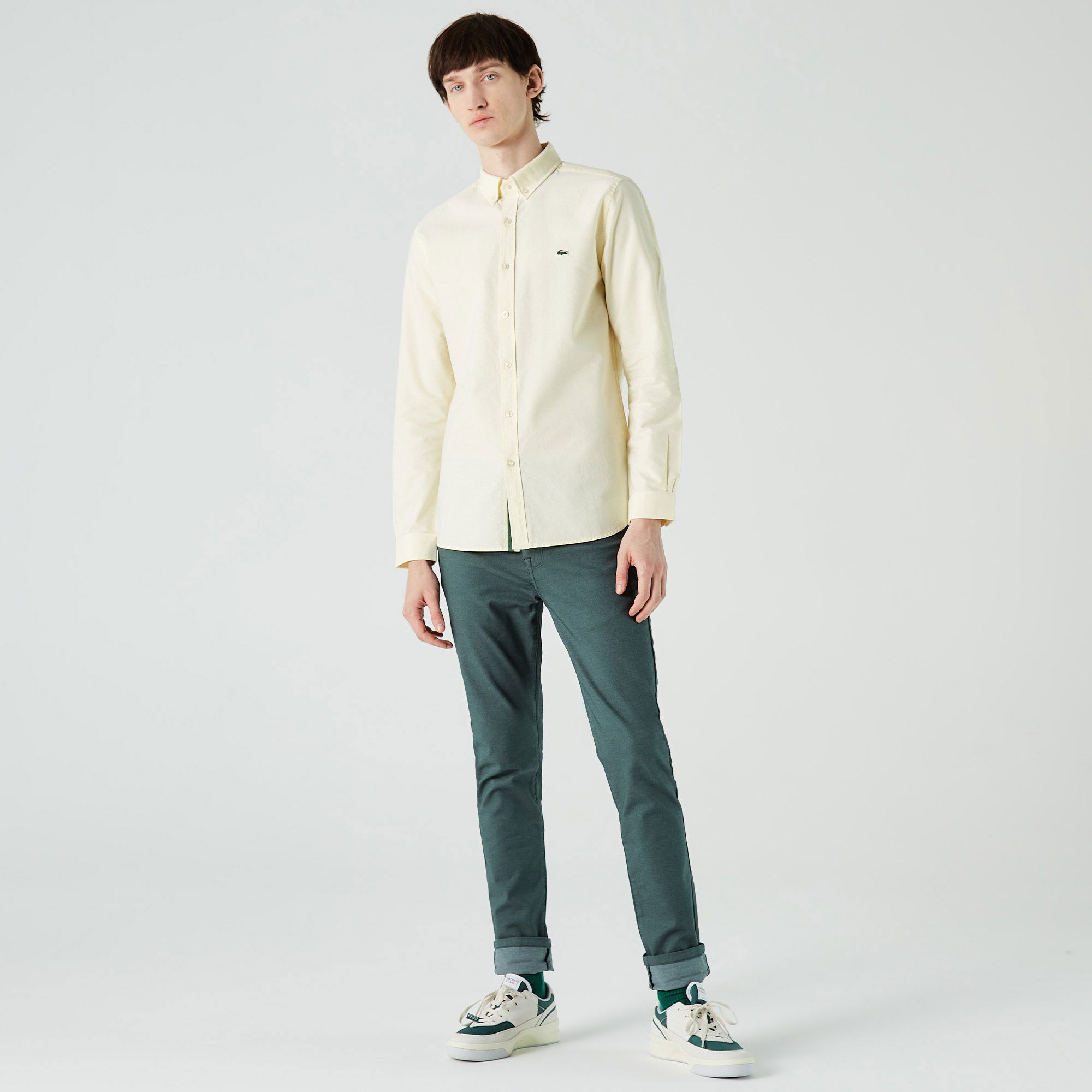 Lacoste Erkek Slim Fit Düğmeli Yaka Sarı Gömlek