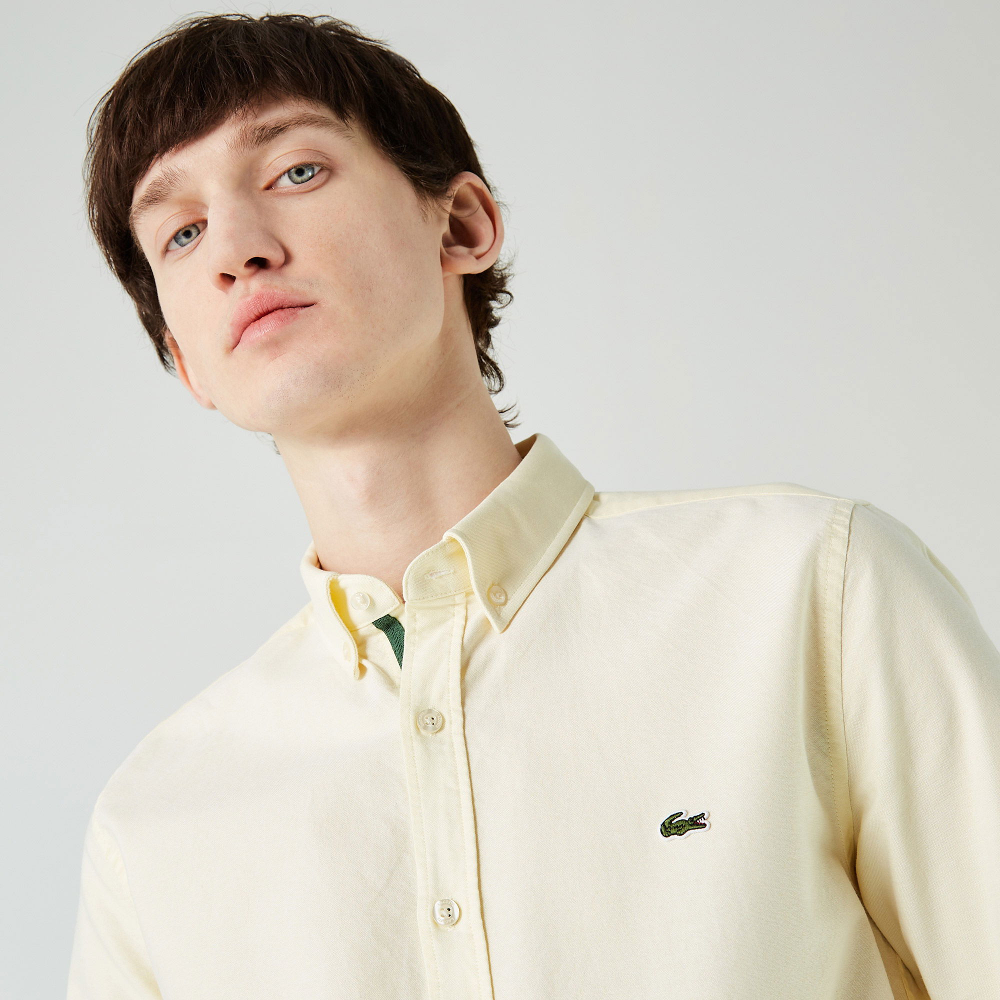 Lacoste Erkek Slim Fit Düğmeli Yaka Sarı Gömlek
