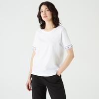Lacoste Kadın Slim Fit Bisiklet Yaka Baskılı Lacivert T-Shirt36B