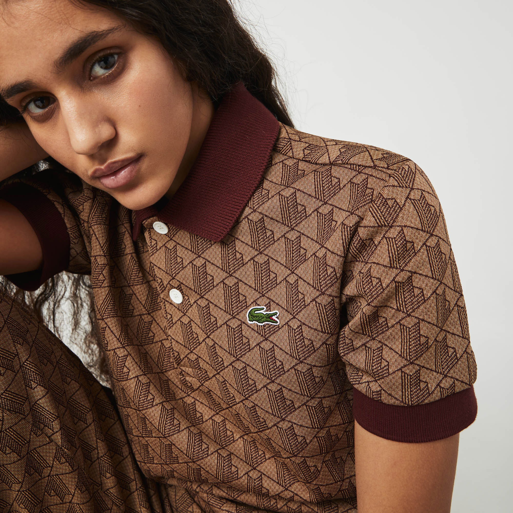Lacoste Unisex  L!VE Classic Fit Monogram Jacquard Polo Shirt