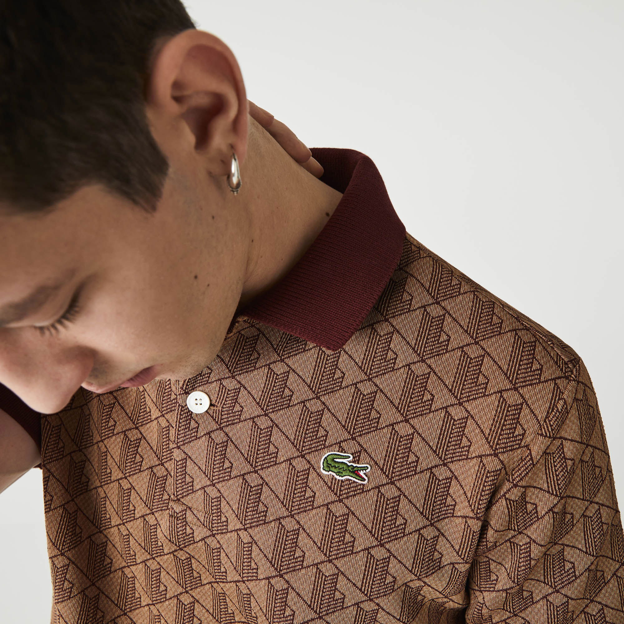 Lacoste Unisex  L!VE Classic Fit Monogram Jacquard Polo Shirt