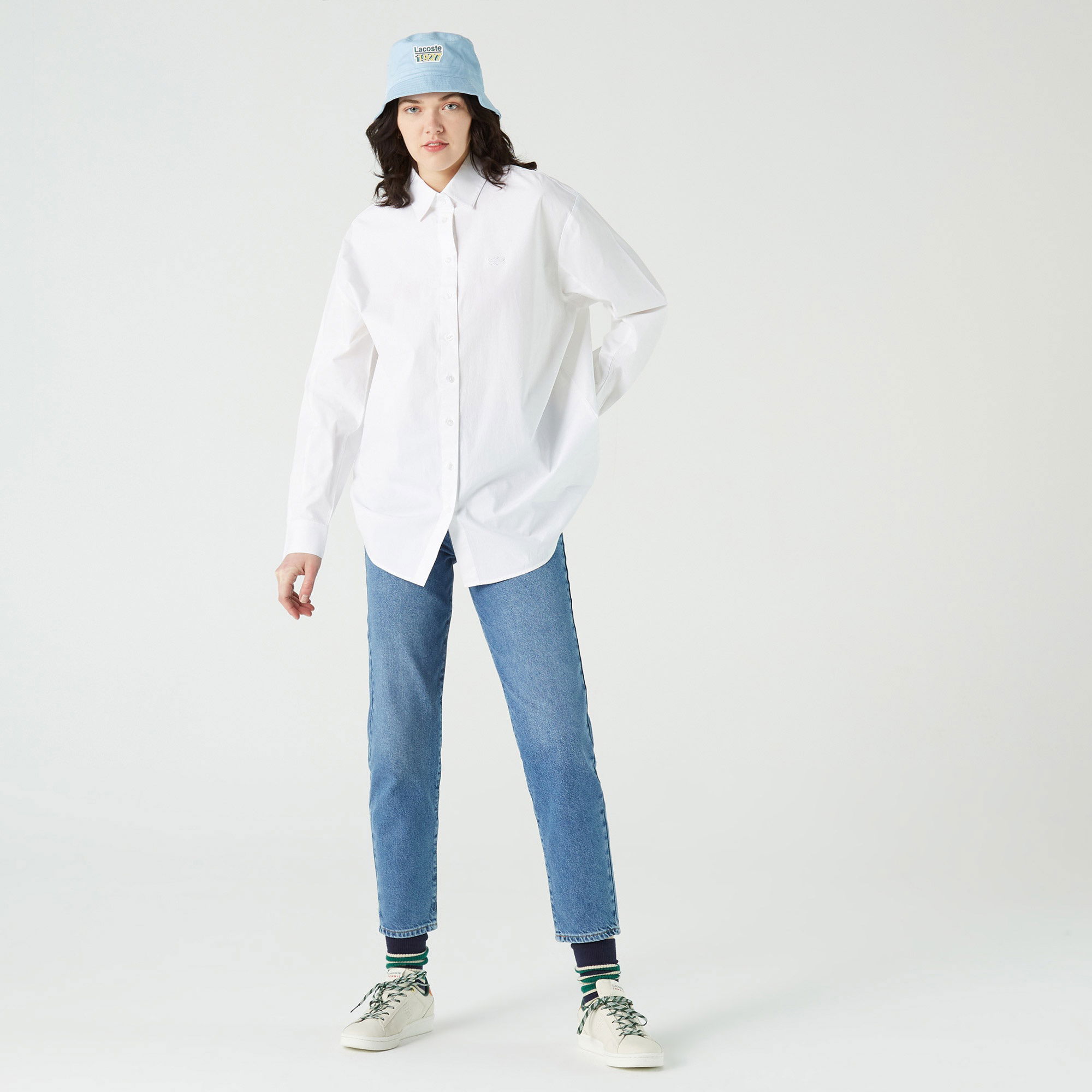 Lacoste Kadın Relaxed Fit Beyaz Gömlek