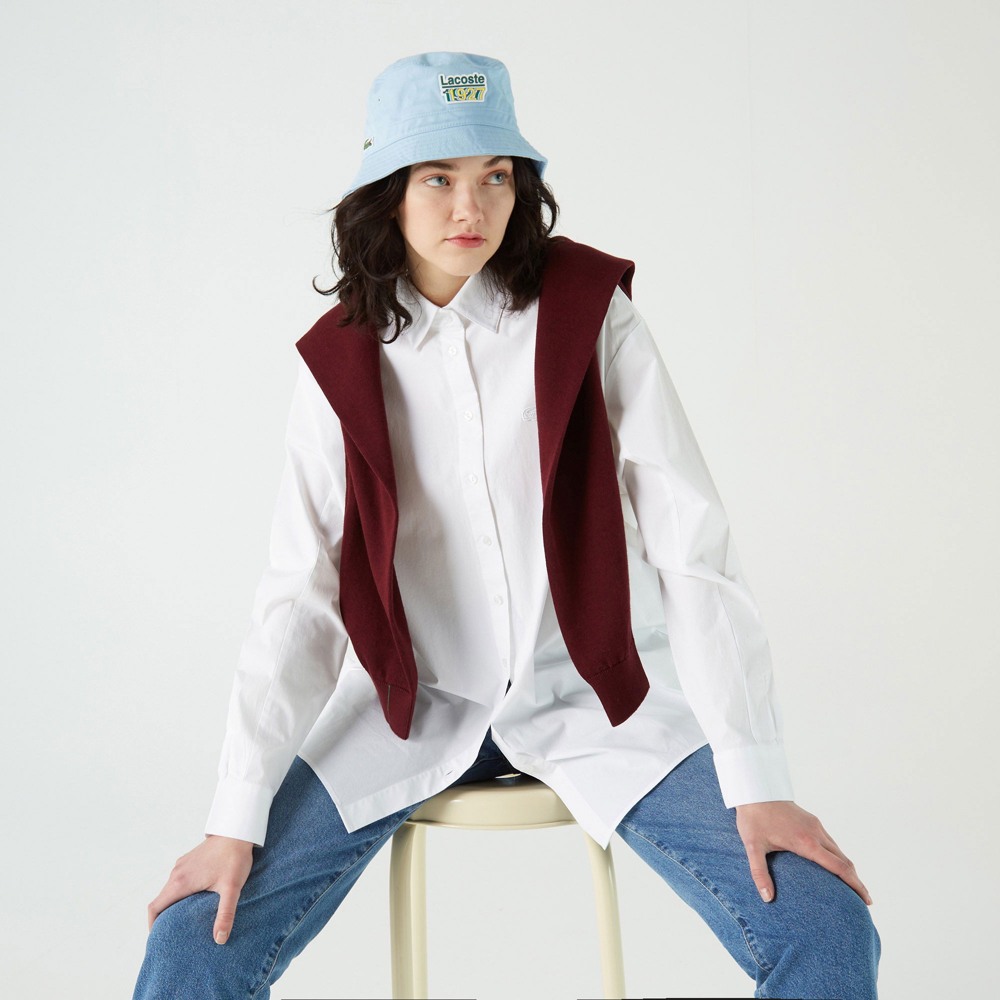 Lacoste Kadın Relaxed Fit Beyaz Gömlek