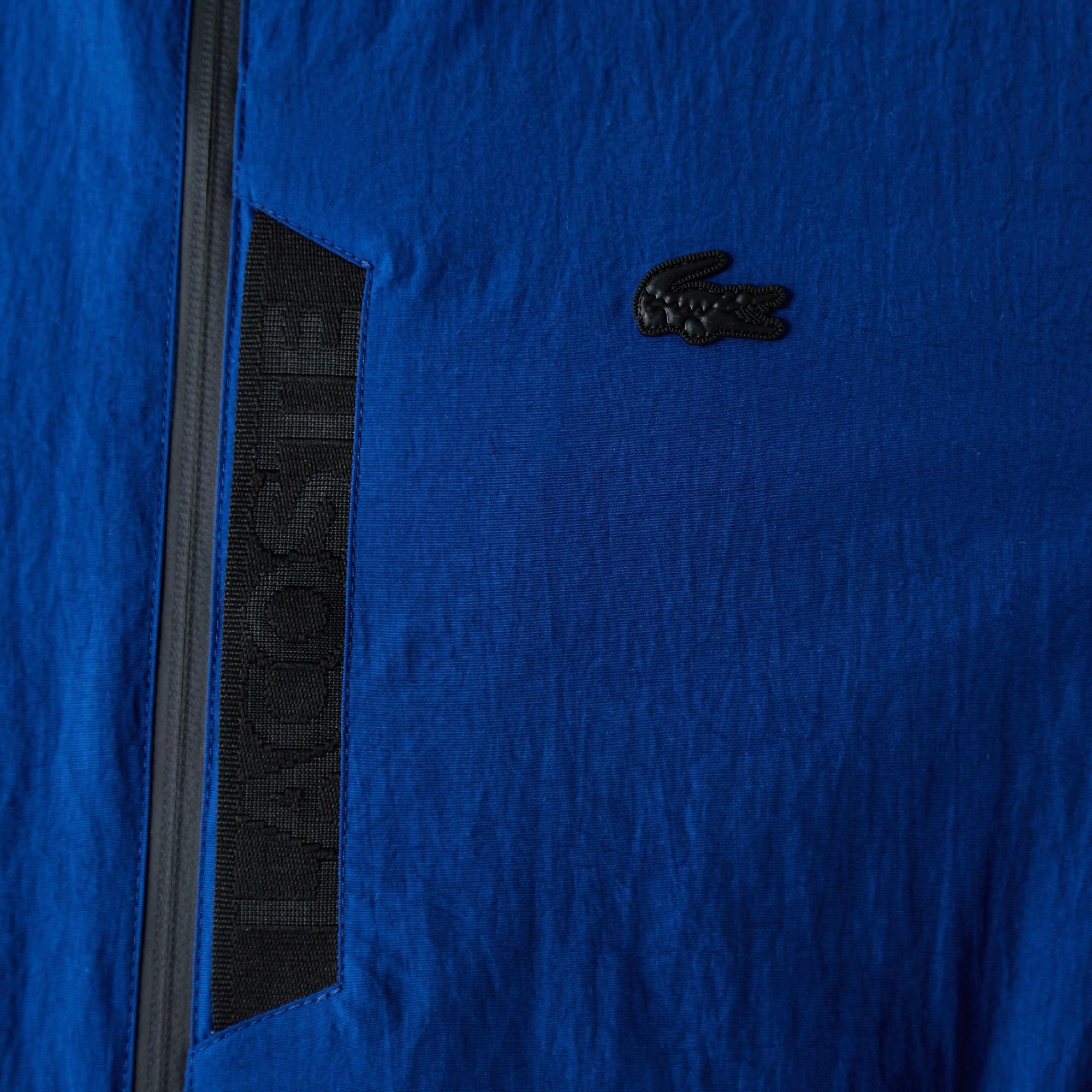 Lacoste Erkek Kapüşonlu Suya Dayanıklı Mavi Yağmurluk