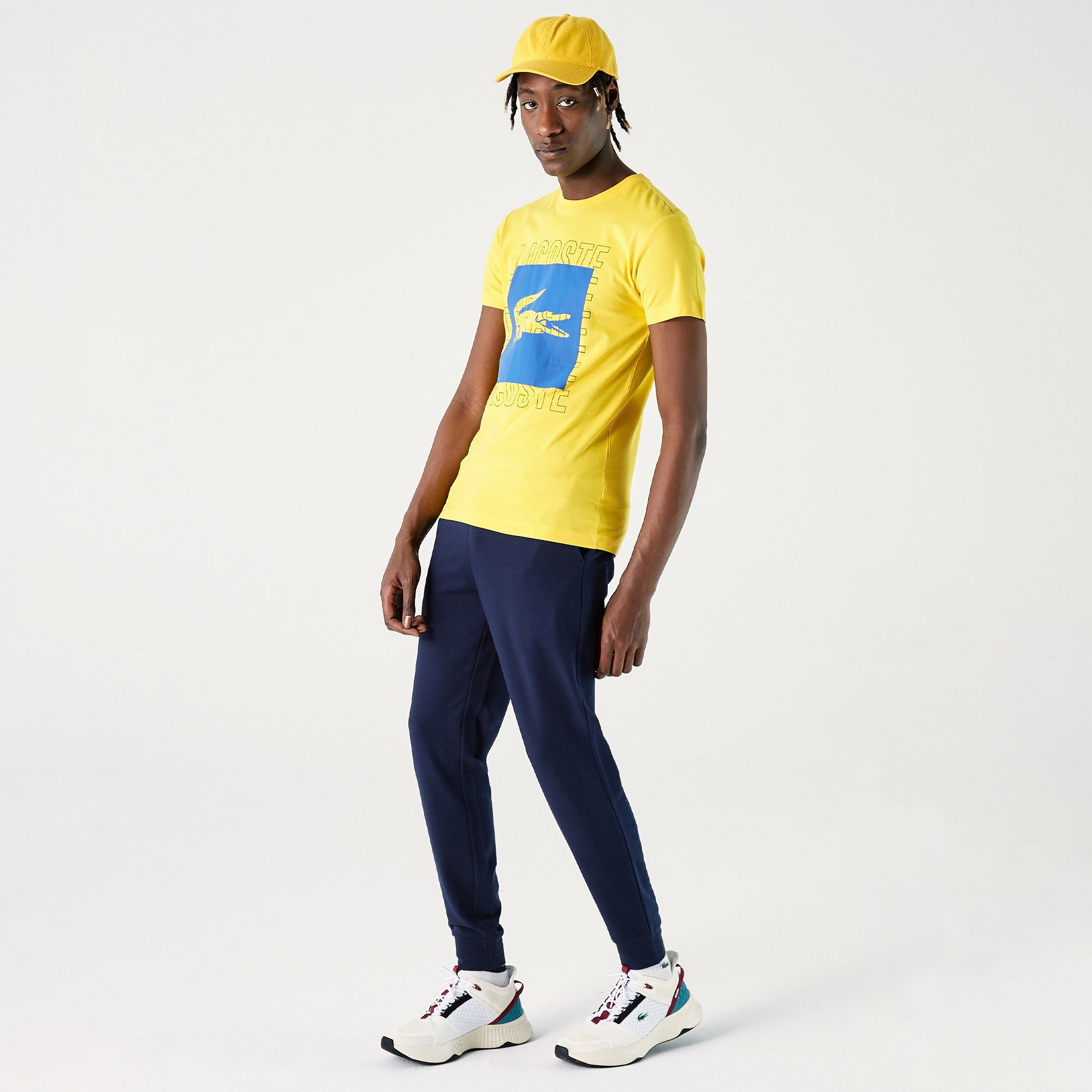 Lacoste Erkek Slim Fit Bisiklet Yaka Baskılı Sarı T-Shirt