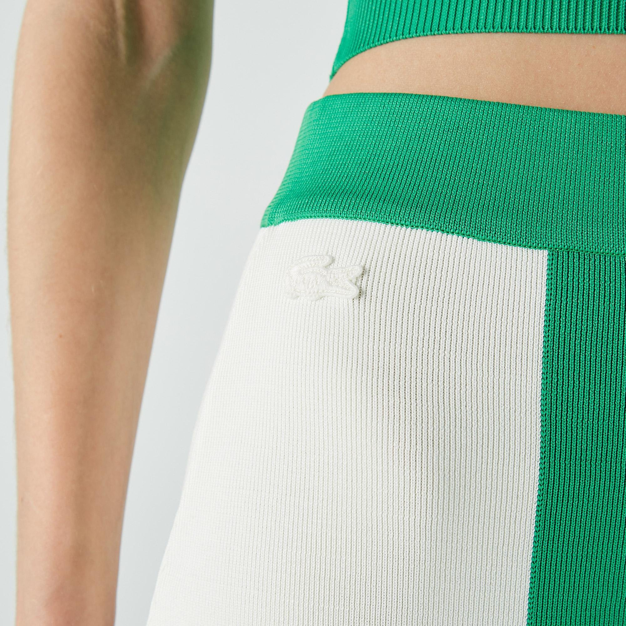 Lacoste Kadın Regular Fit Renk Bloklu Açık Yeşil Etek