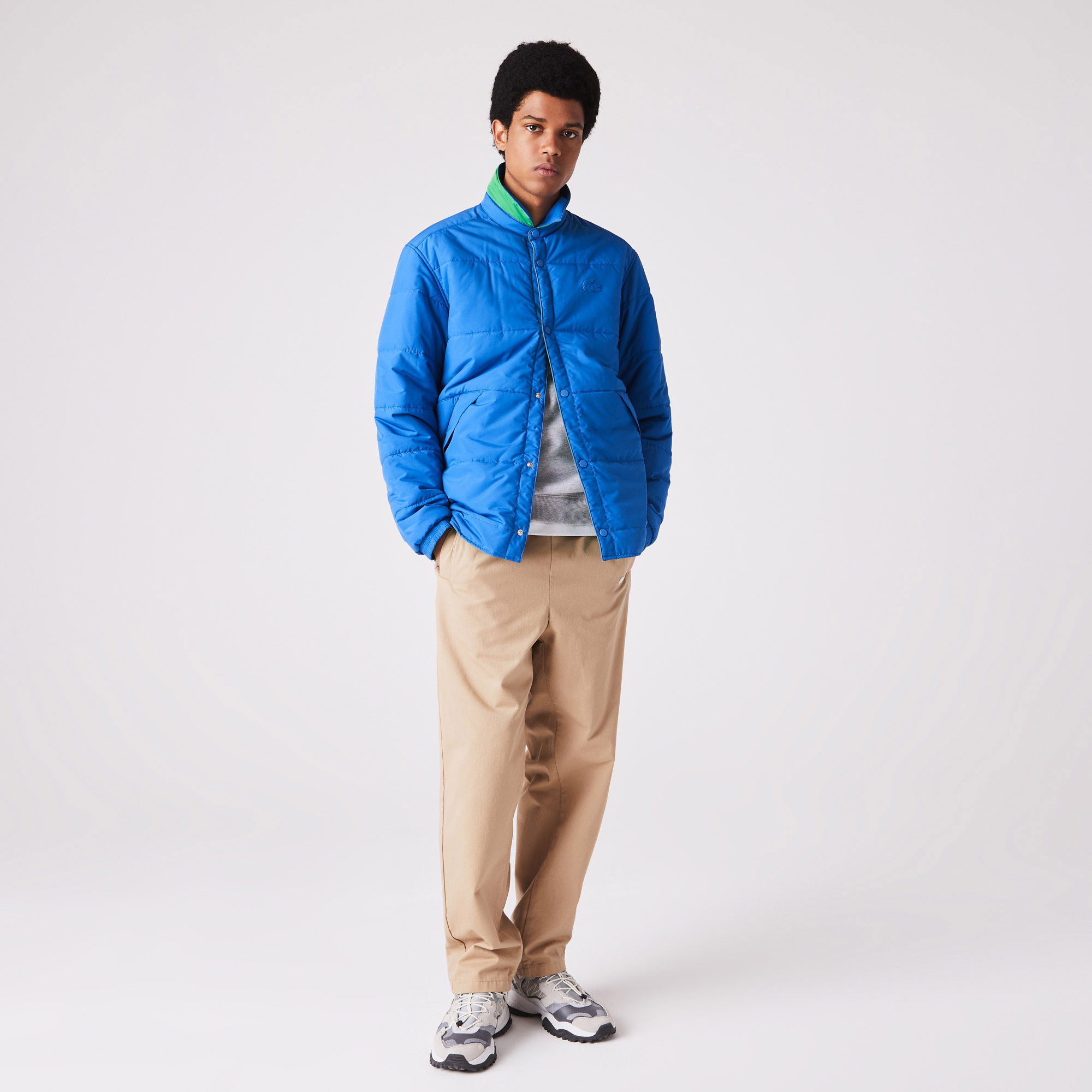 Lacoste Erkek Regular Fit Gömlek Yaka Çift Taraflı Mavi Mont