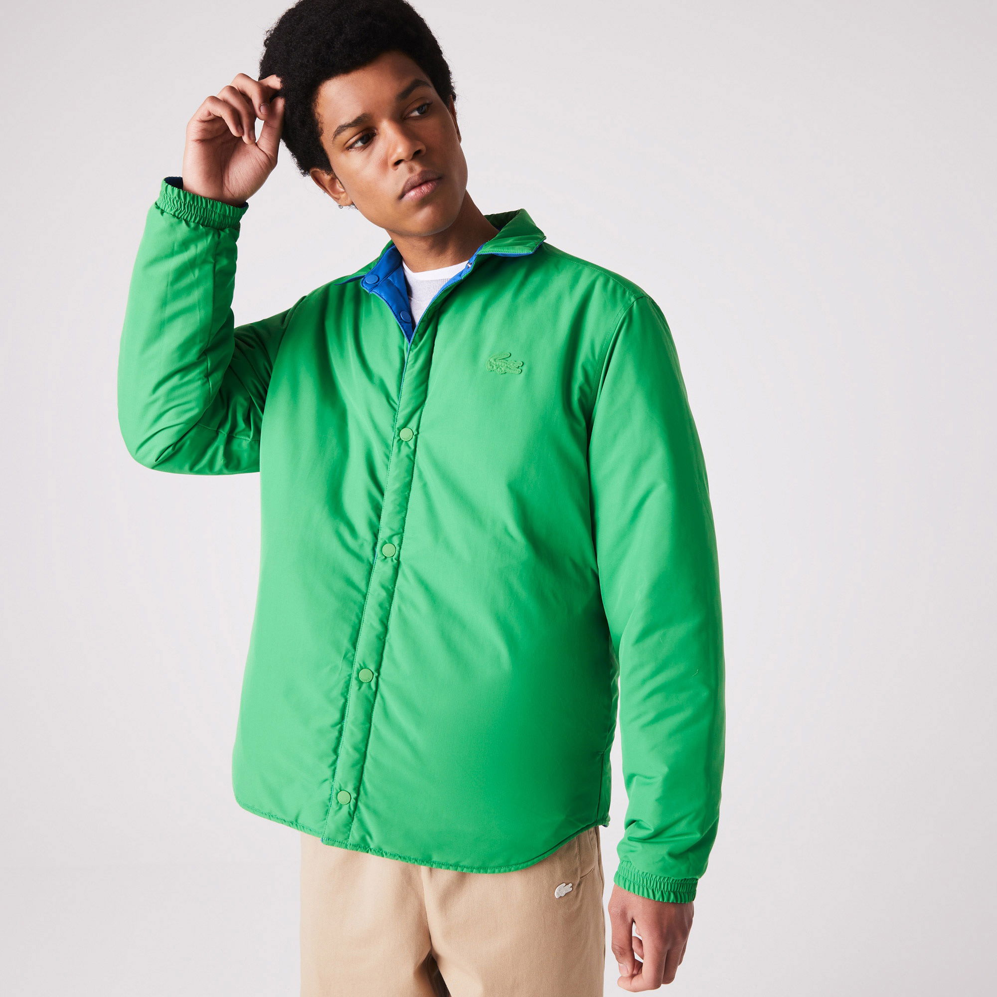 Lacoste Erkek Regular Fit Gömlek Yaka Çift Taraflı Mavi Mont