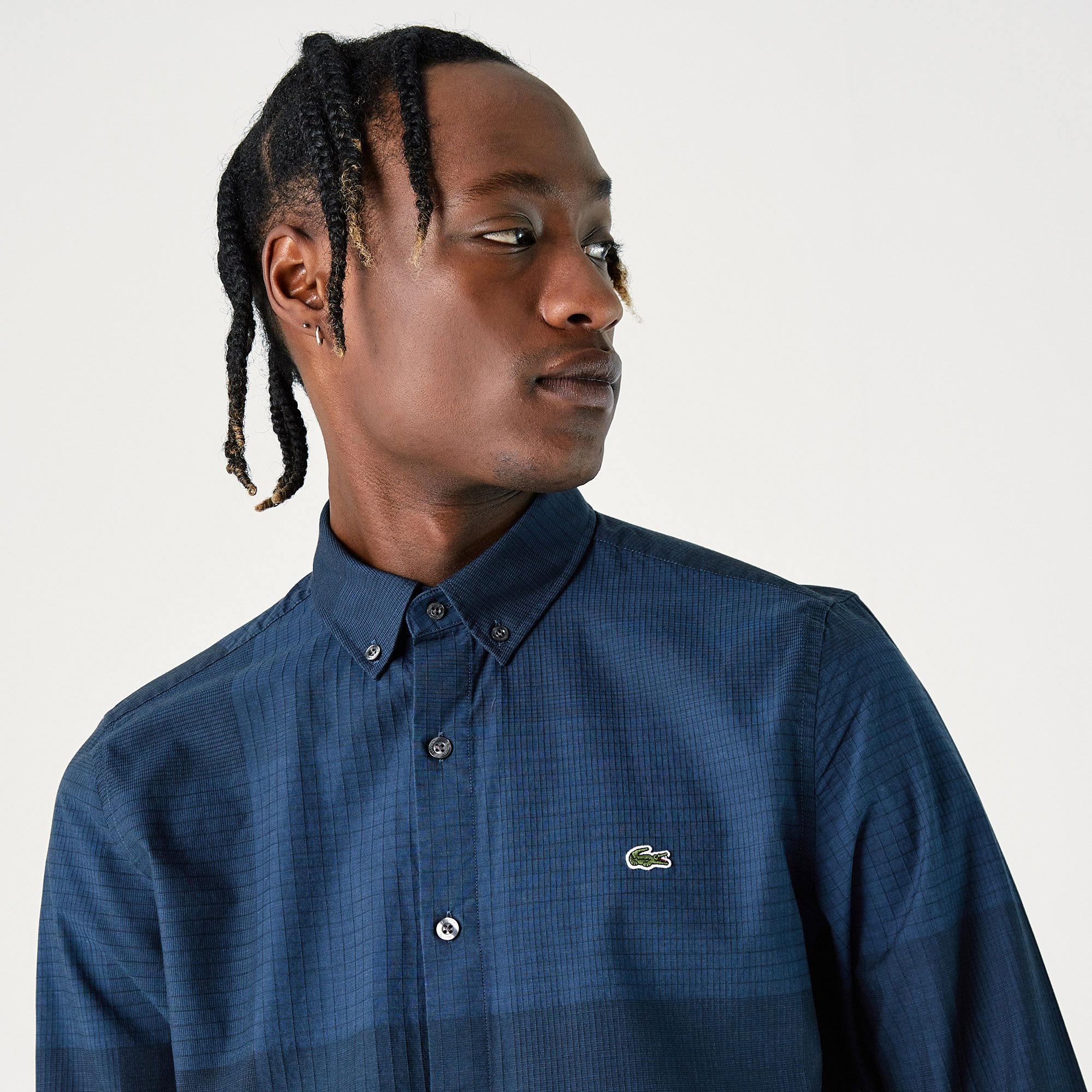 Lacoste Erkek Slim Fit Desenli Lacivert Gömlek
