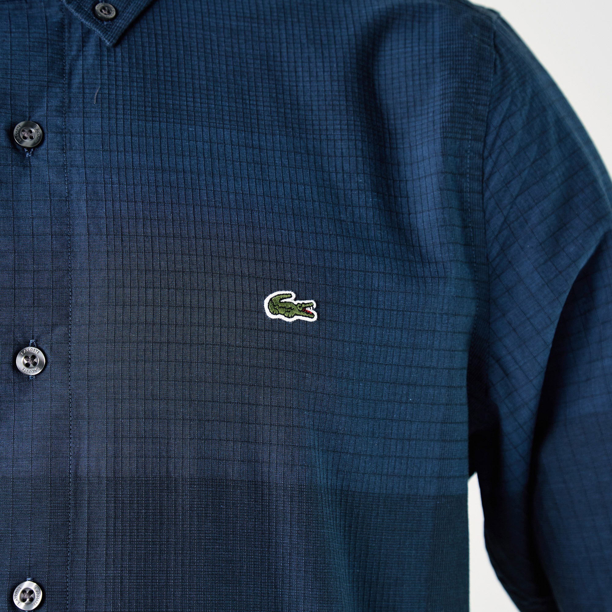 Lacoste Erkek Slim Fit Desenli Lacivert Gömlek