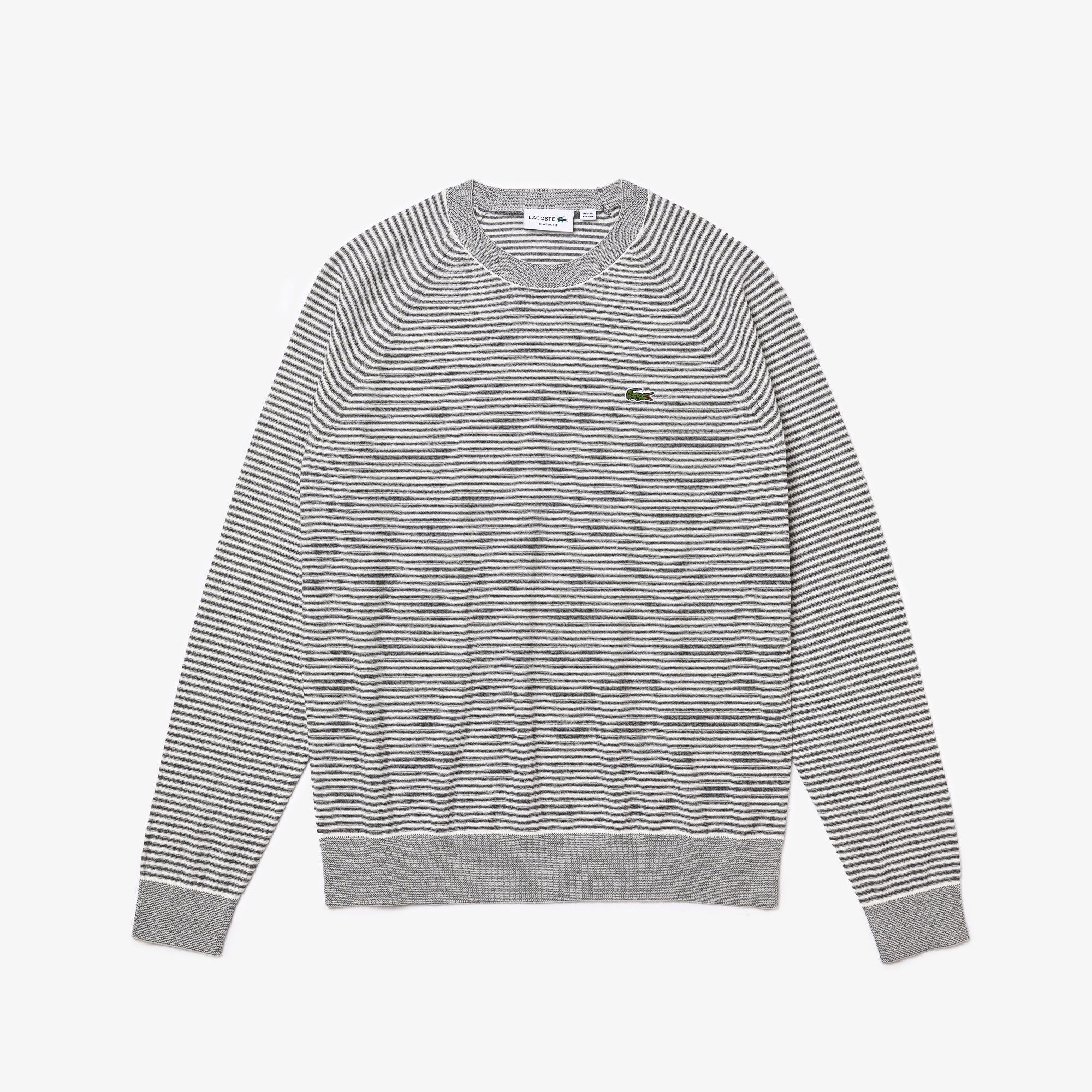 Lacoste Erkek Bisiklet Yaka Çizgili Gri Kazak