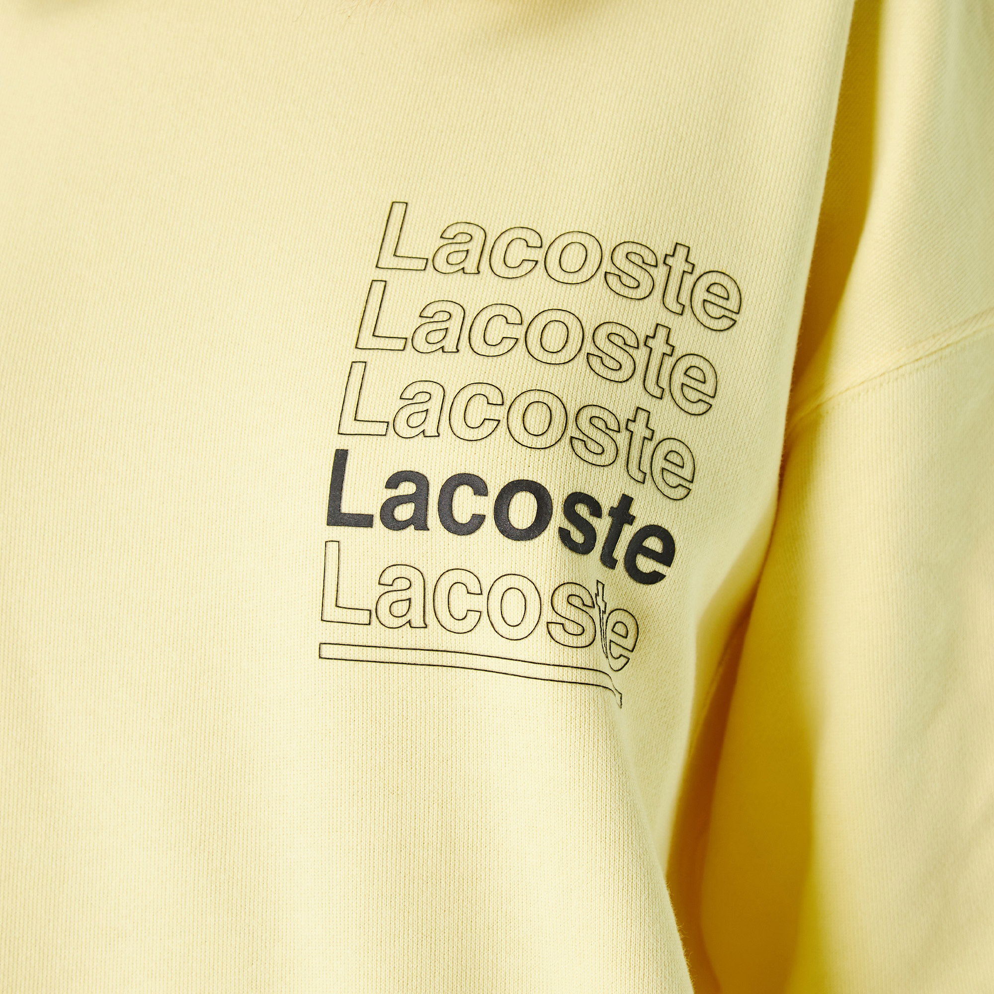 Lacoste L!VE Erkek Relaxed Fit Bisiklet Yaka Baskılı Sarı Sweatshirt