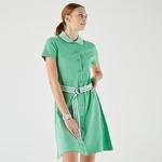 Lacoste Kadın Loose Fit Kısa Kollu Gömlek Yaka Yeşil Elbise