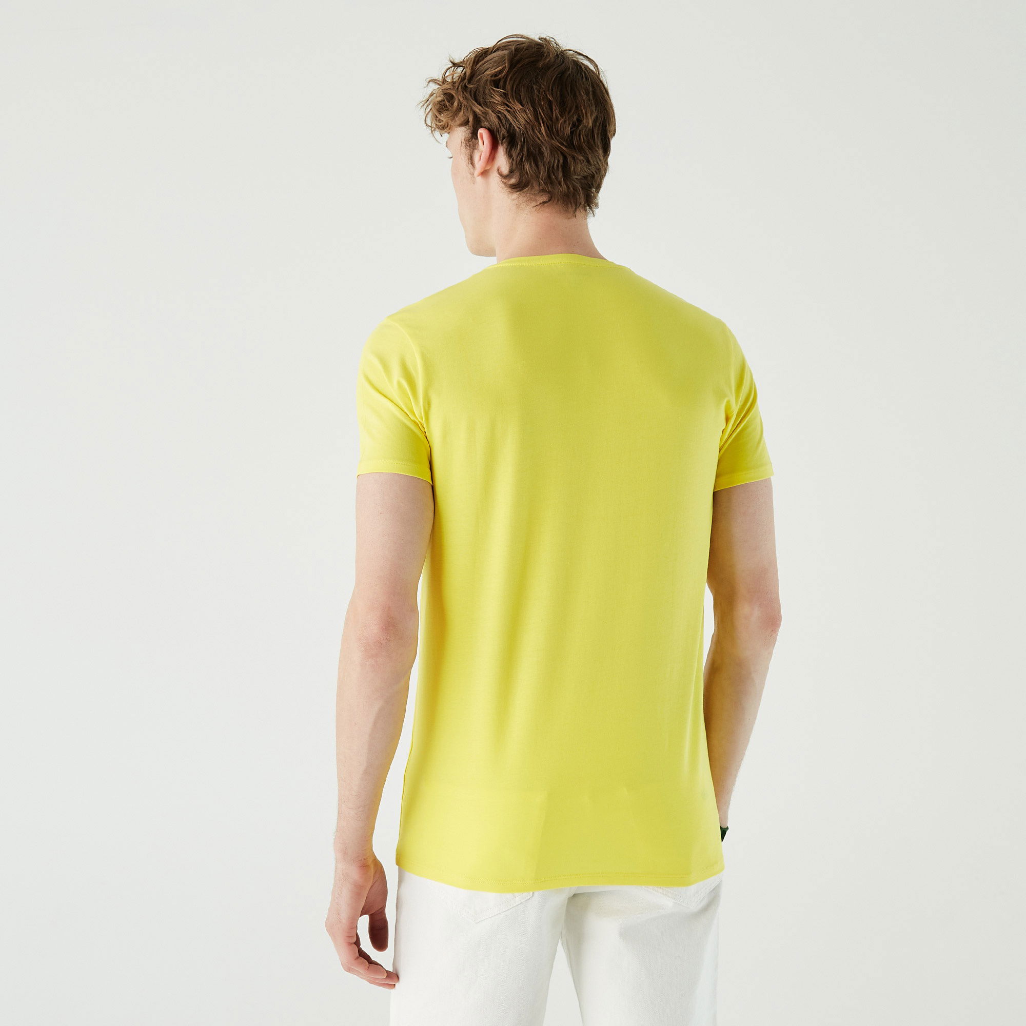 Lacoste Erkek Slim Fit V Yaka Sarı T-Shirt