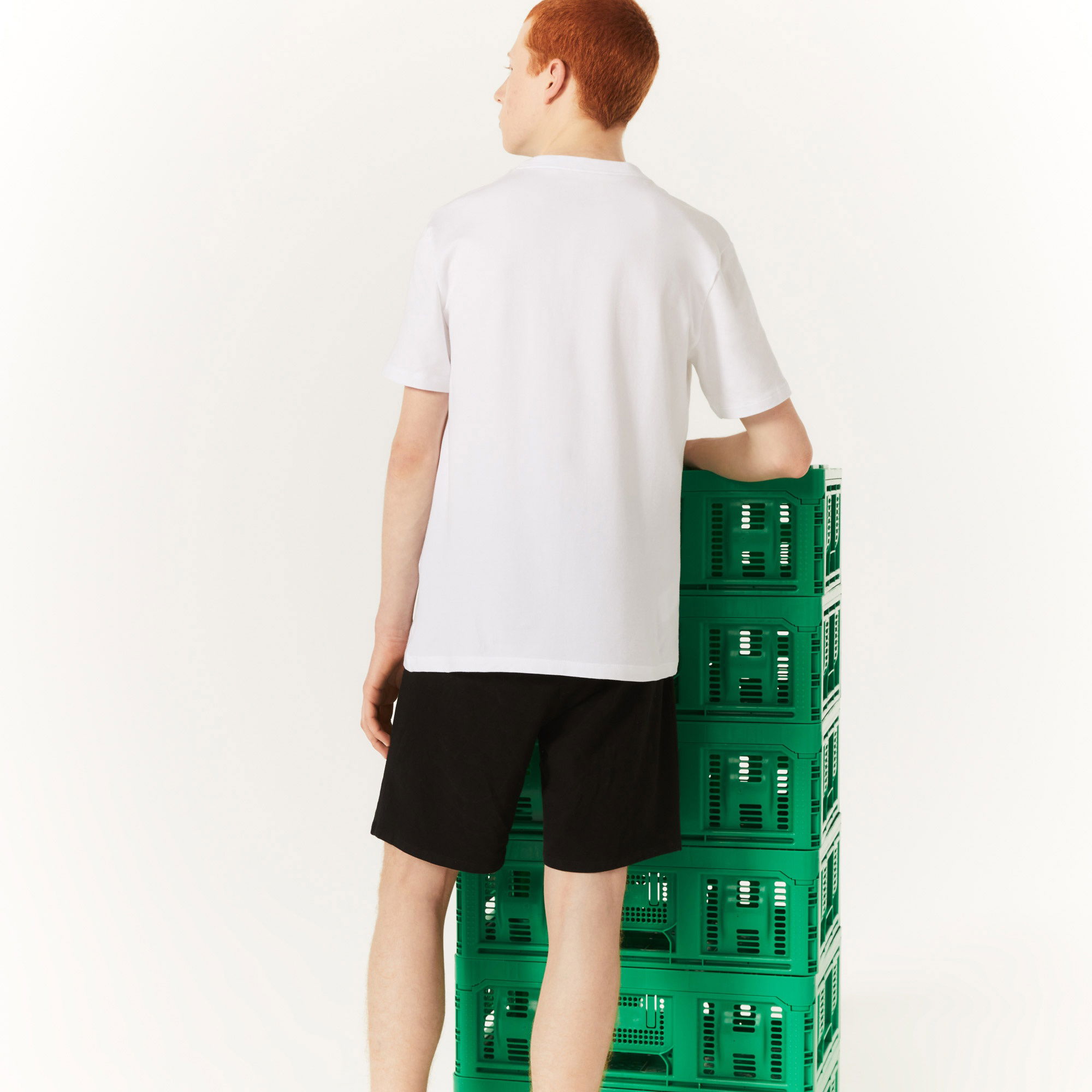 Lacoste X Minecraft Erkek Regular Fit Bisiklet Yaka Baskılı Beyaz Pijama Takımı