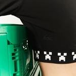 Lacoste X Minecraft Kadın Slim Fit Uzun Kollu Bisiklet Yaka Baskılı Siyah T-Shirt