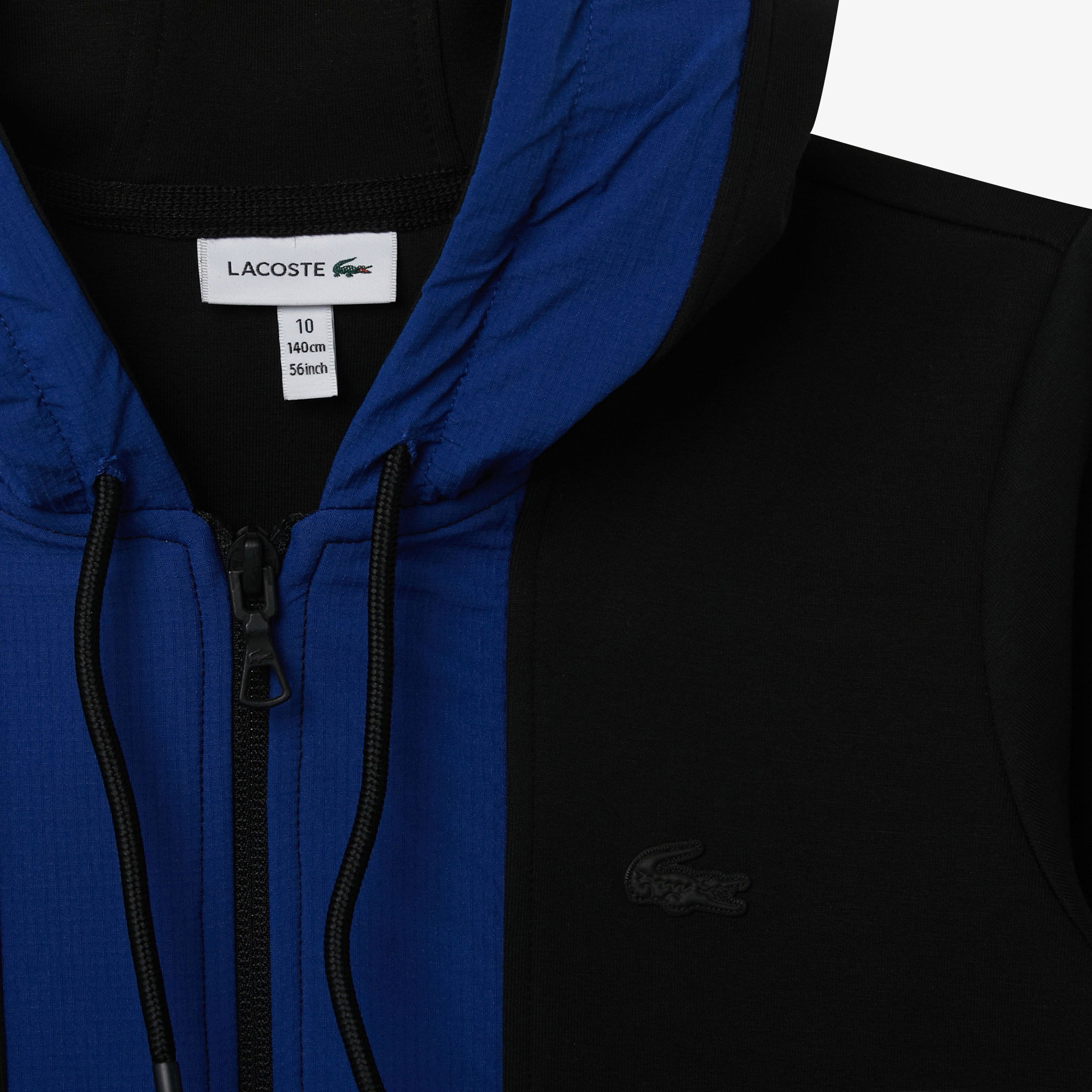 Lacoste Erkek Çocuk Kapüşonlu Fermuarlı Renk Bloklu Siyah Sweatshirt