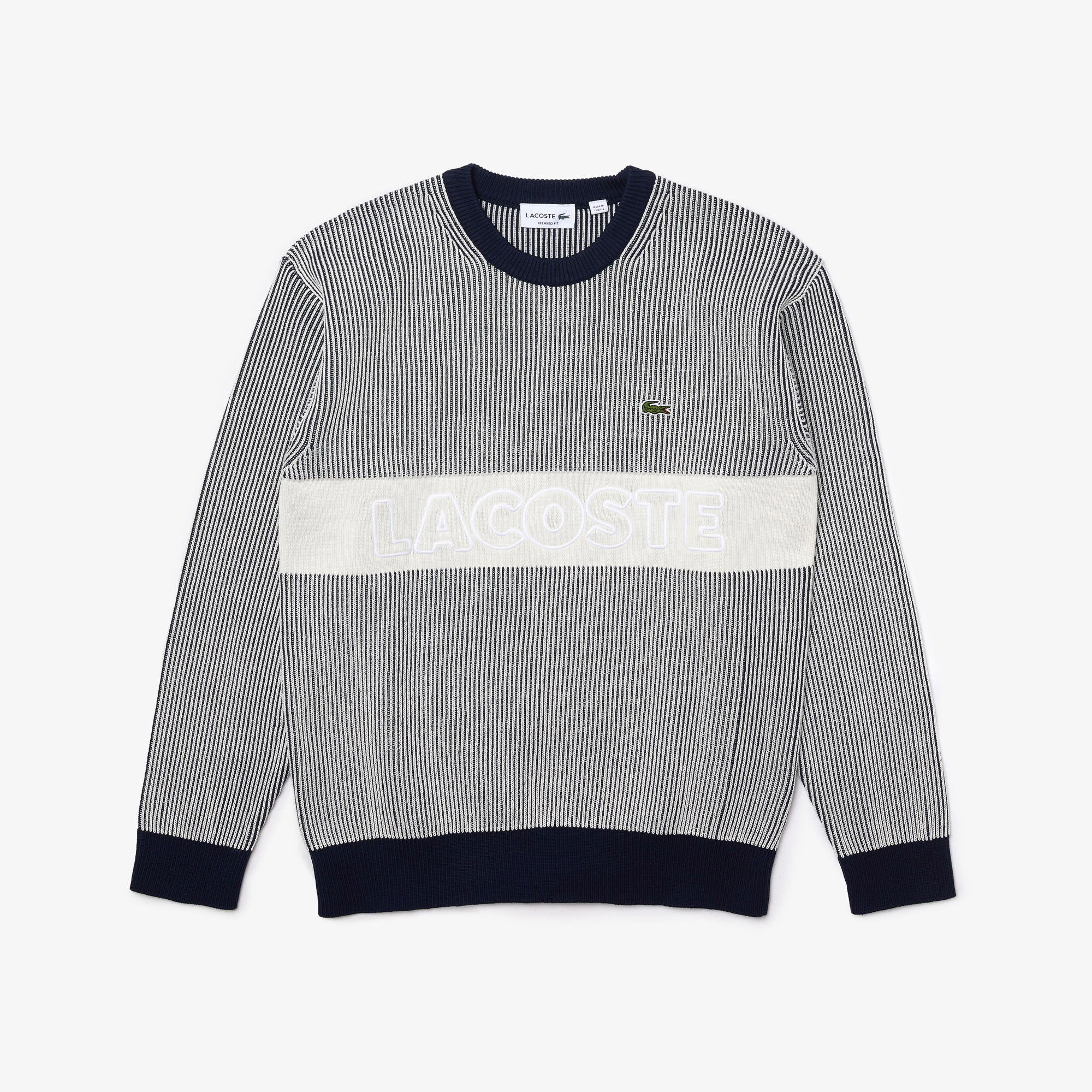 Lacoste Erkek Bisiklet Yaka Çizgili Gri Kazak