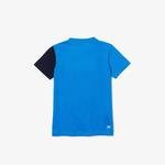 Lacoste SPORT Erkek Çocuk Bisiklet Yaka Renk Bloklu Mavi T-Shirt