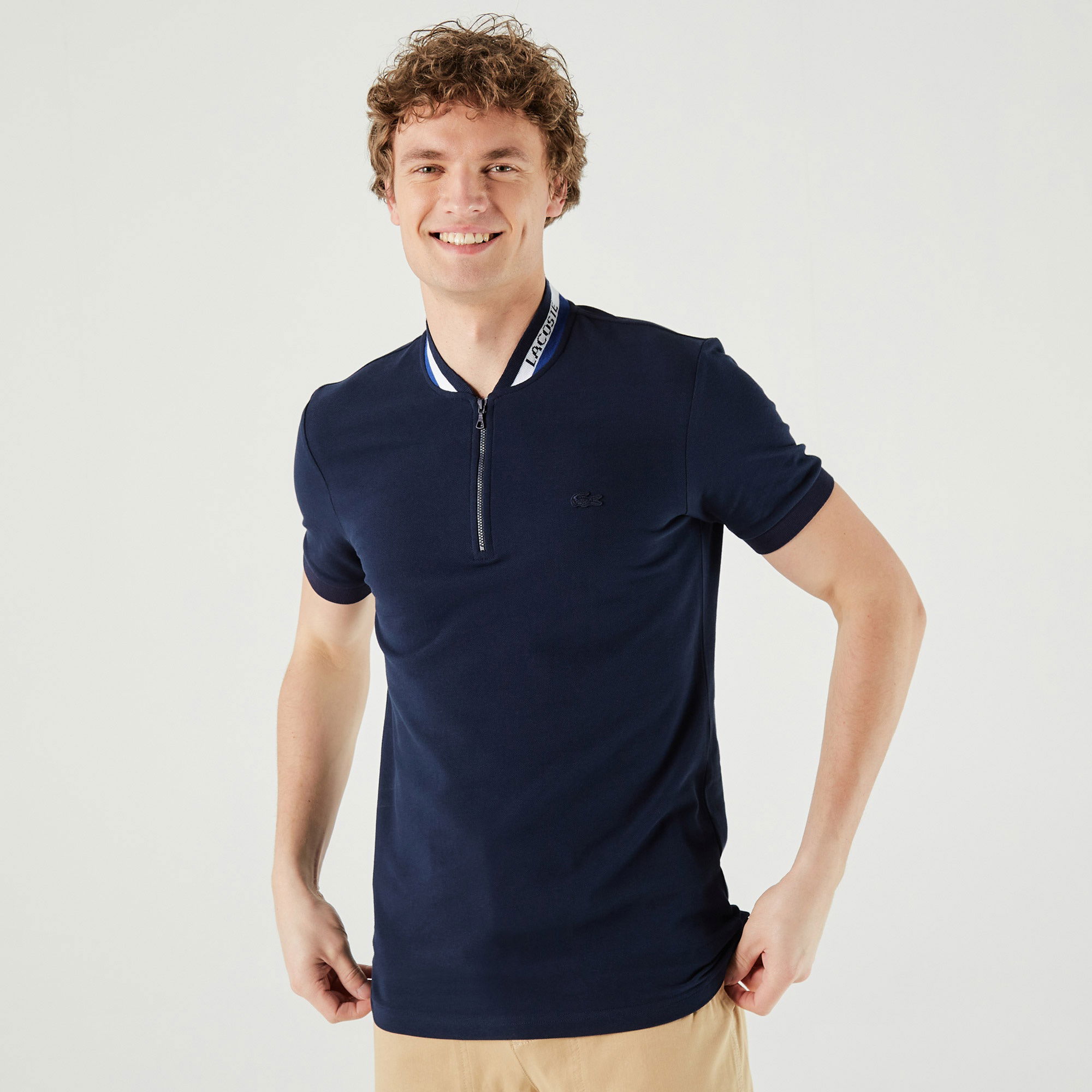 Lacoste Erkek Regular Fit Hakim Yaka Baskılı Lacivert Polo