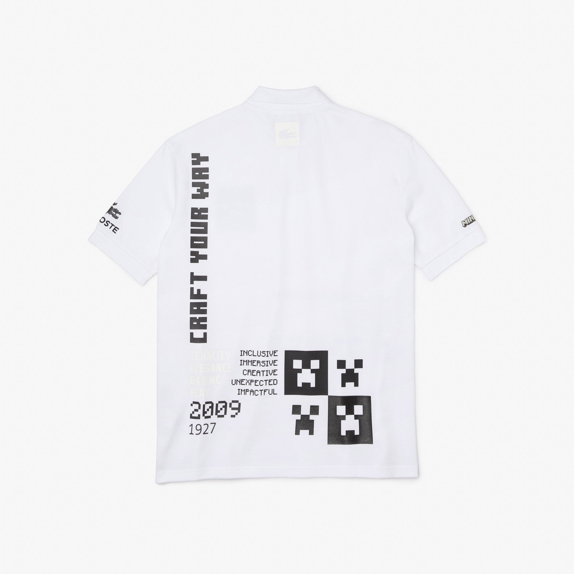 Lacoste X Minecraft Erkek Relaxed Fit Baskılı Beyaz Polo