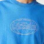Lacoste L!VE Kadın Regular Fit Bisiklet Yaka Baskılı Mavi T-Shirt