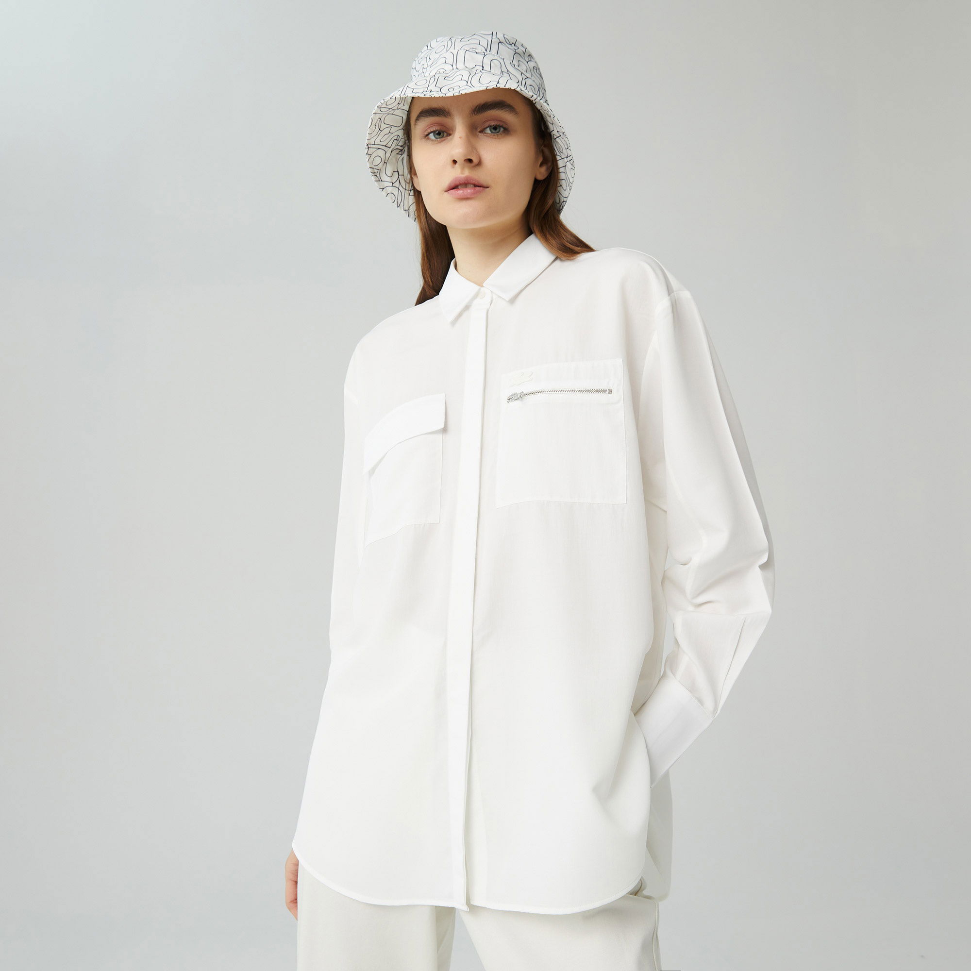Lacoste Kadın Relaxed Fit Beyaz Gömlek