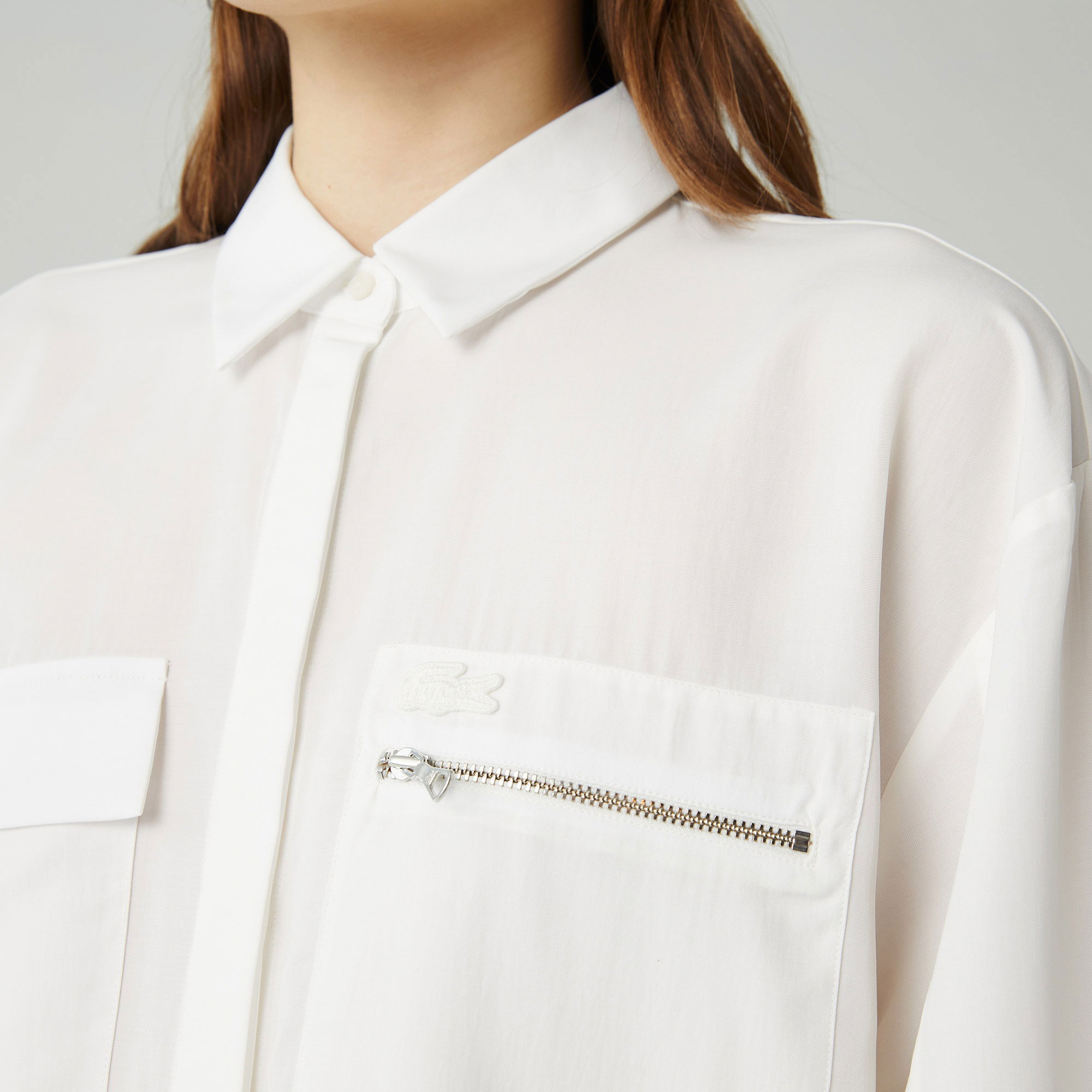 Lacoste Kadın Relaxed Fit Beyaz Gömlek