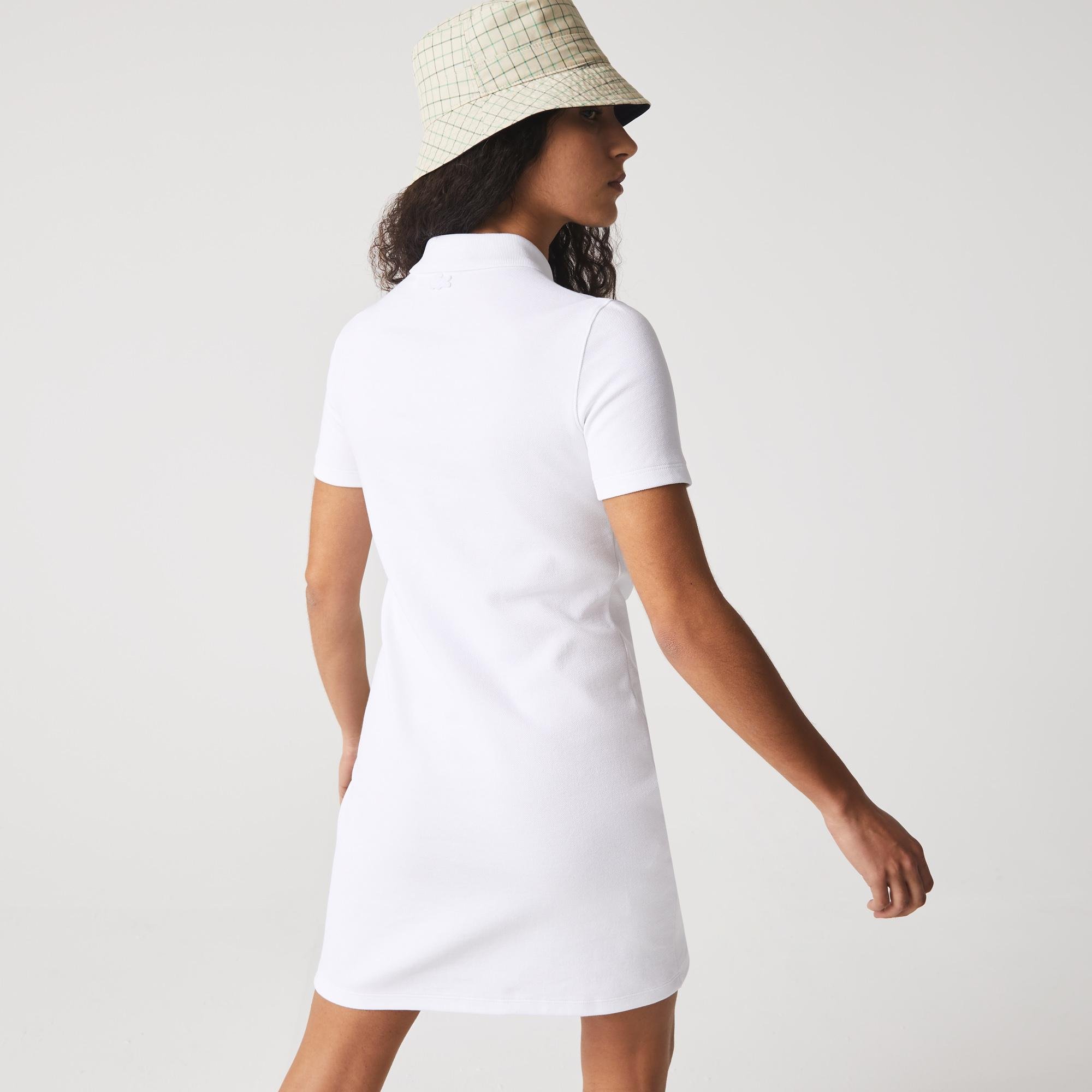 Lacoste Kadın Slim Fit Kısa Kollu Polo Yaka Beyaz Elbise