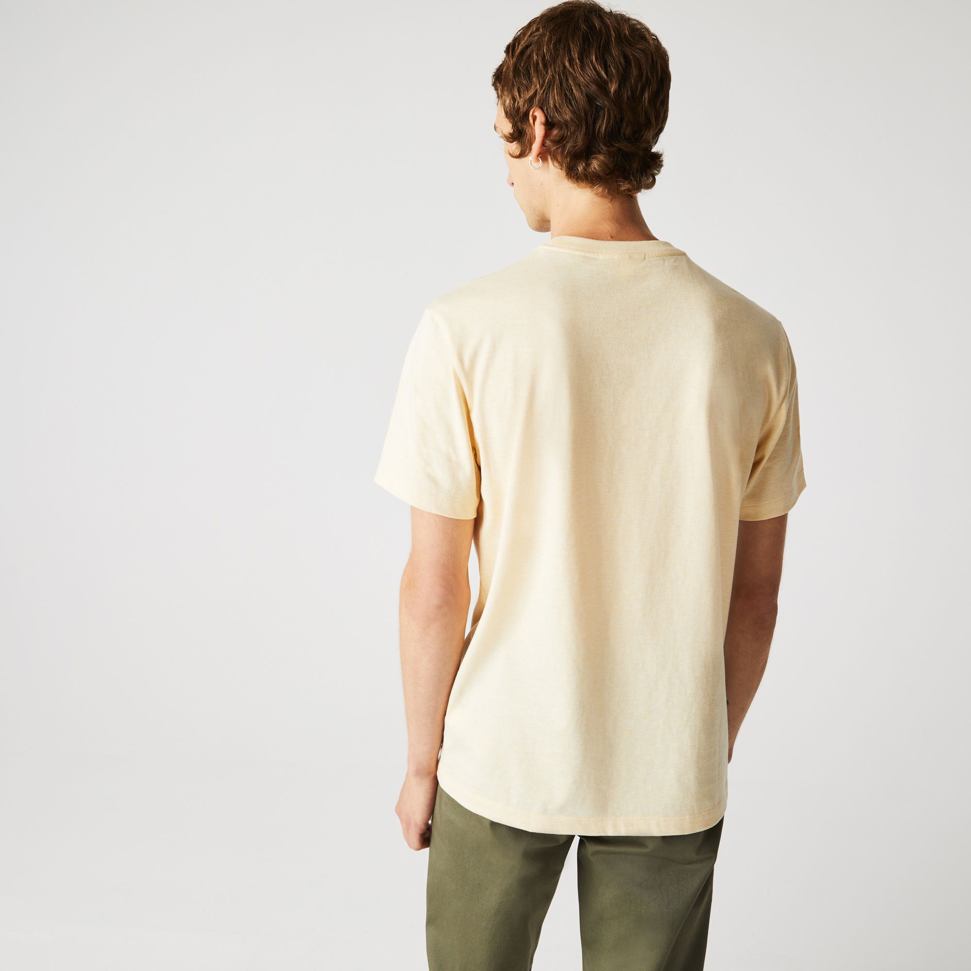 Lacoste Erkek Regular Fit Bisiklet Yaka Baskılı Bej T-Shirt