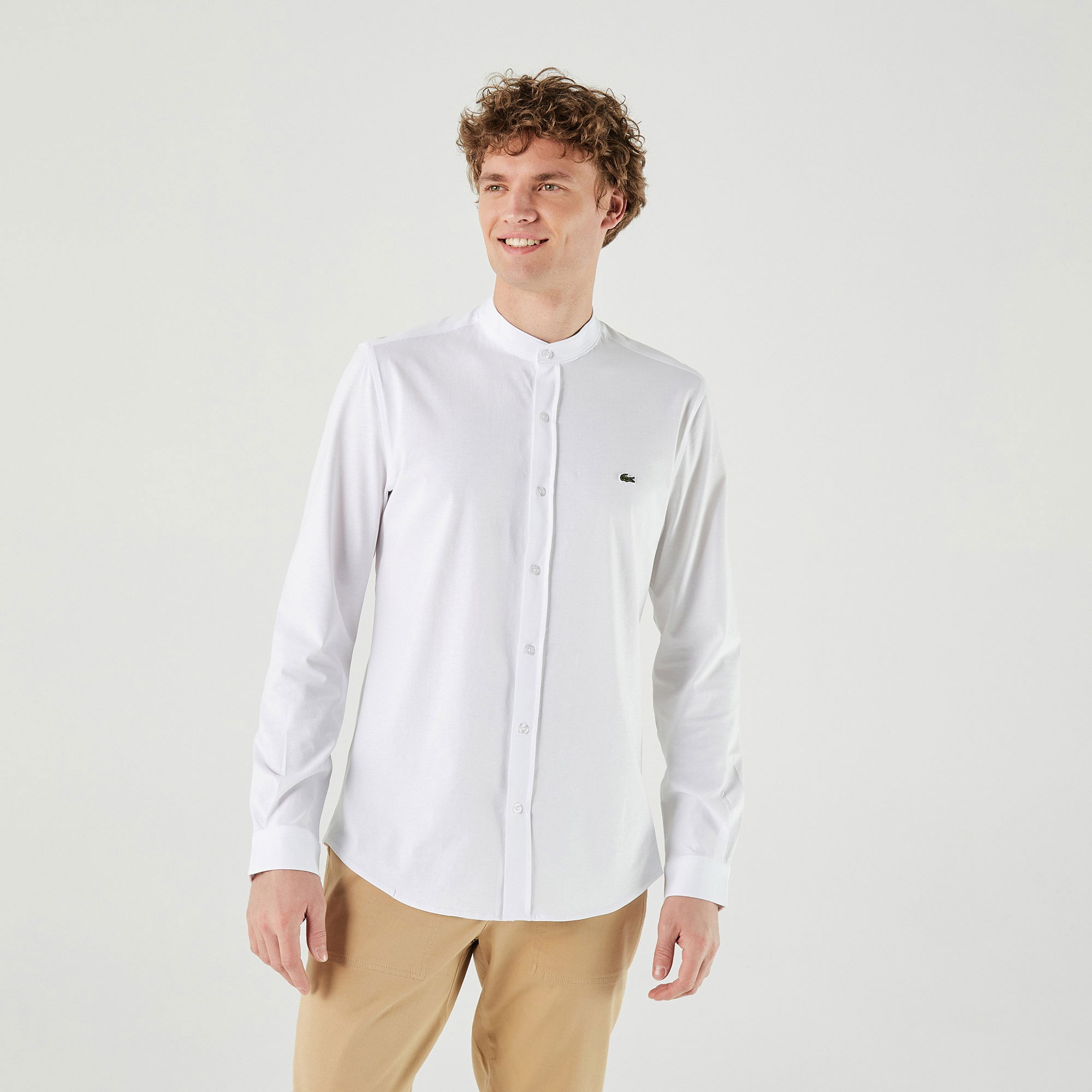 Lacoste Erkek Slim Fit Hakim Yaka Beyaz Gömlek