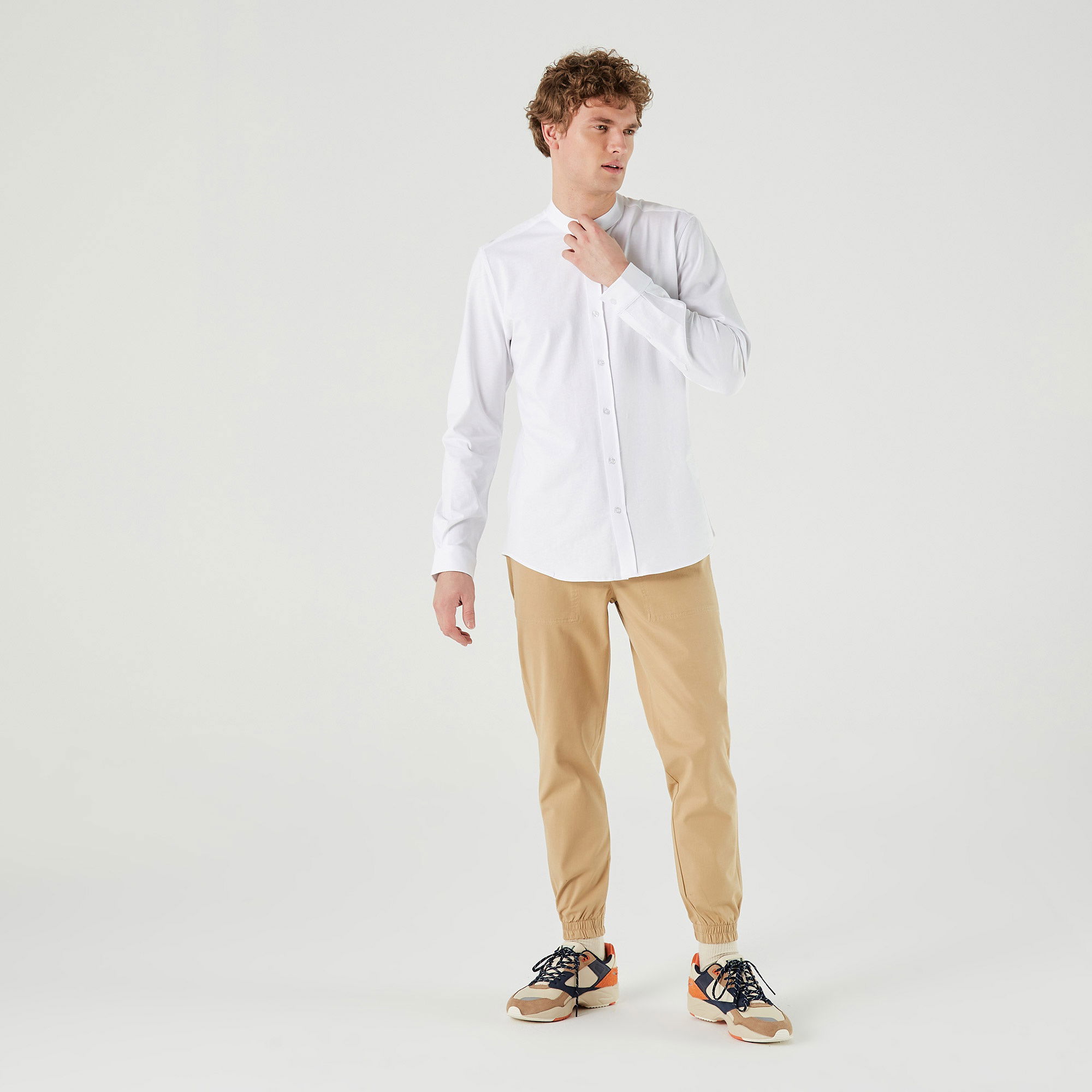 Lacoste Erkek Slim Fit Hakim Yaka Beyaz Gömlek