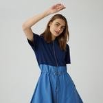 Lacoste Kadın Loose Fit Truvakar Kollu Kapüşonlu Fermuarlı Mavi Elbise
