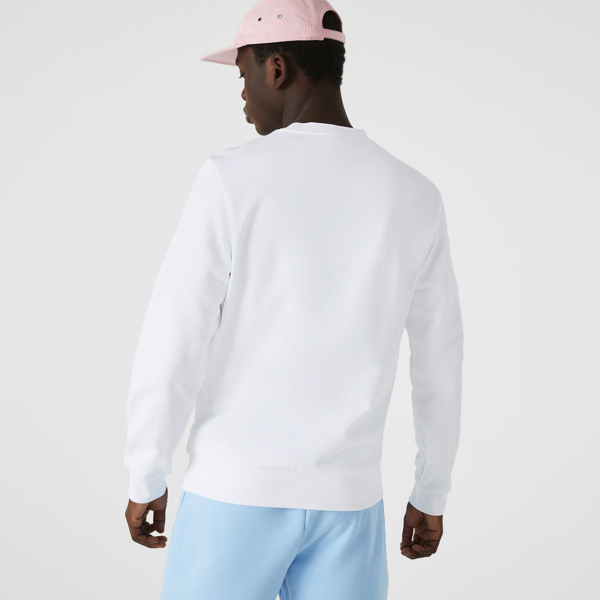 Lacoste Organik Pamuk Erkek Regular Fit Bisiklet Yaka Baskılı Beyaz Sweatshirt