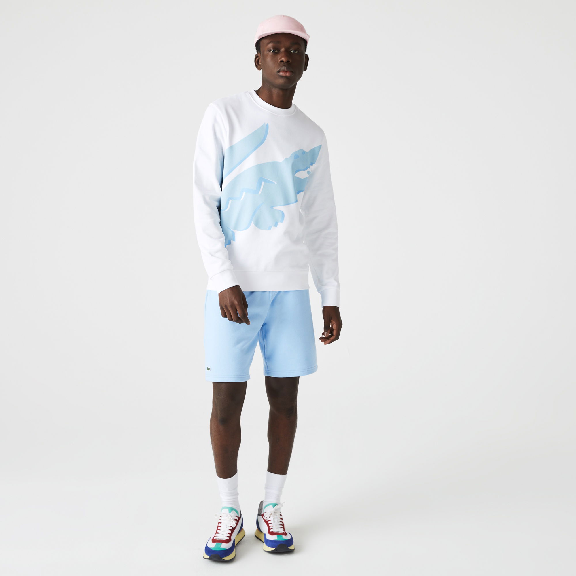 Lacoste Organik Pamuk Erkek Regular Fit Bisiklet Yaka Baskılı Beyaz Sweatshirt