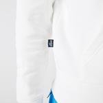 Lacoste L!VE Unisex Relaxed Fit Kapüşonlu Baskılı Beyaz Sweatshirt