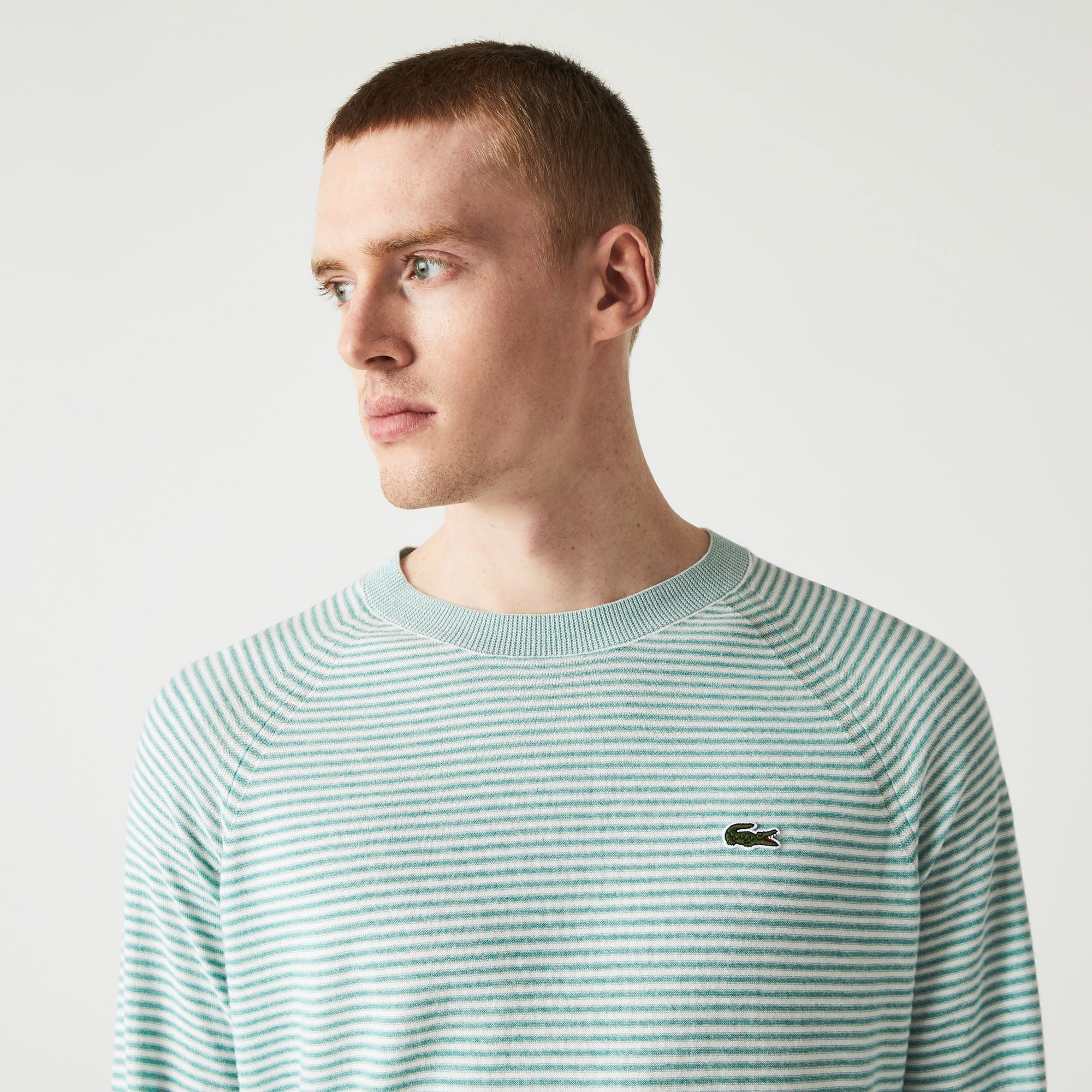 Lacoste Erkek Bisiklet Yaka Çizgili Yeşil Kazak
