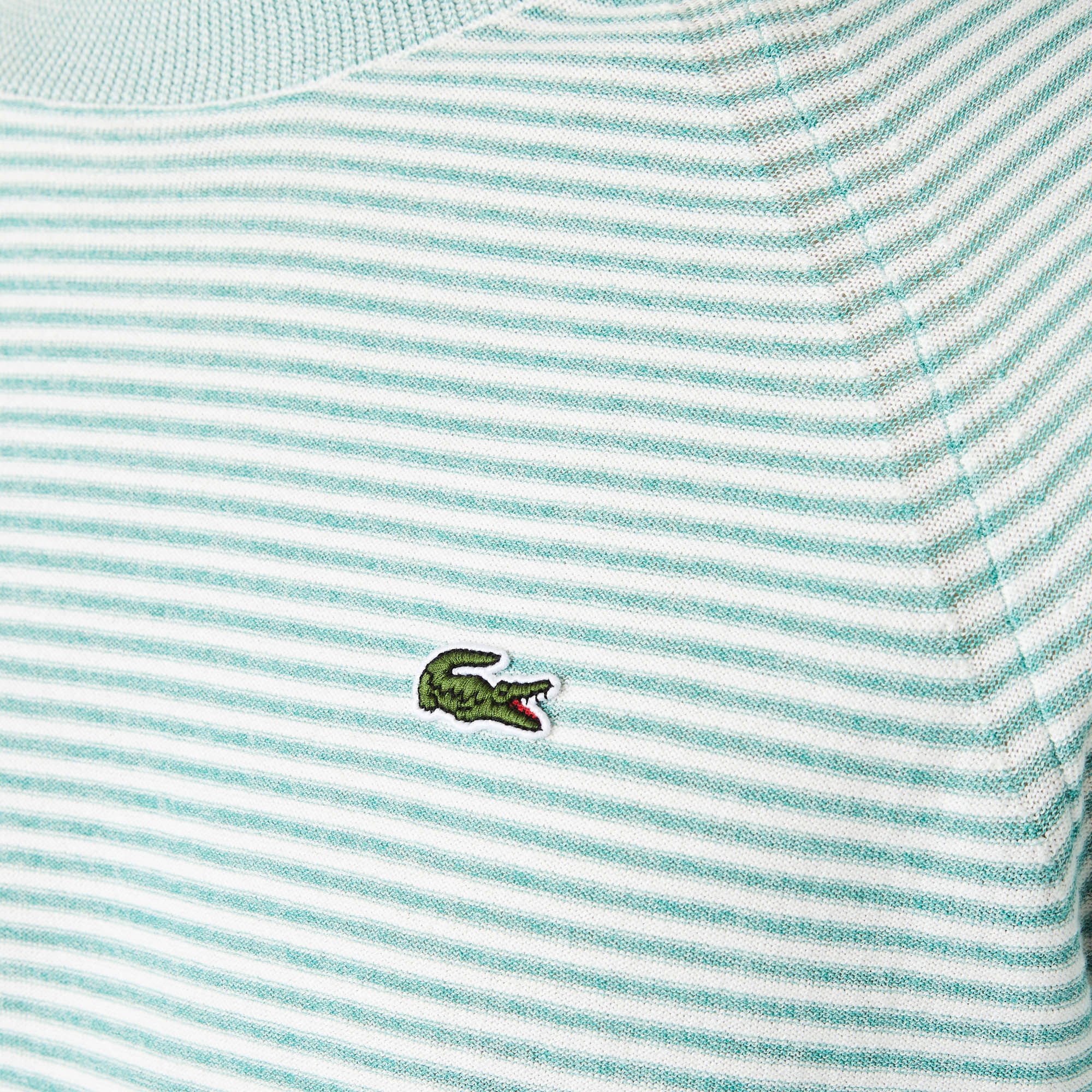 Lacoste Erkek Bisiklet Yaka Çizgili Yeşil Kazak