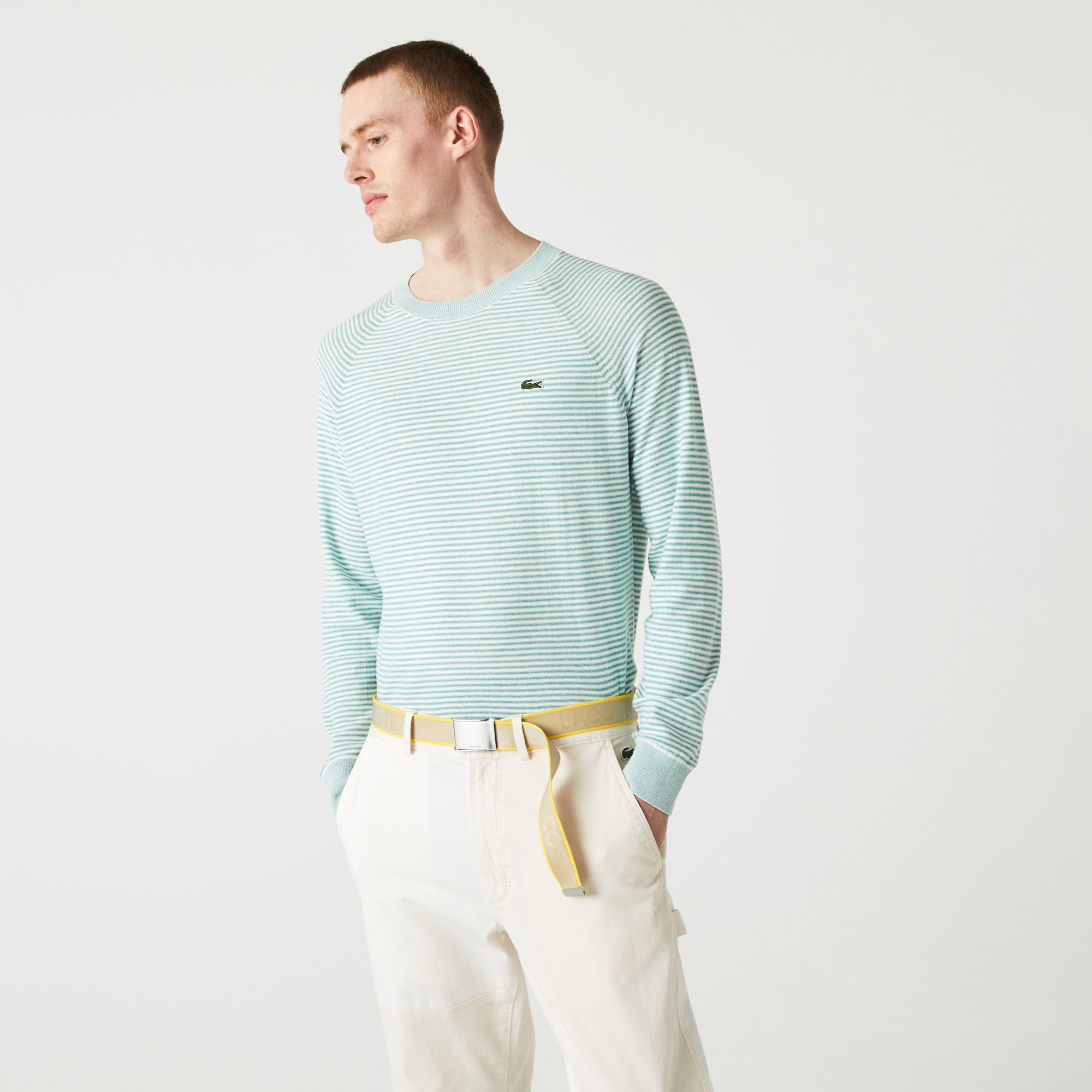 Lacoste Erkek Bisiklet Yaka Çizgili Yeşil Kazak