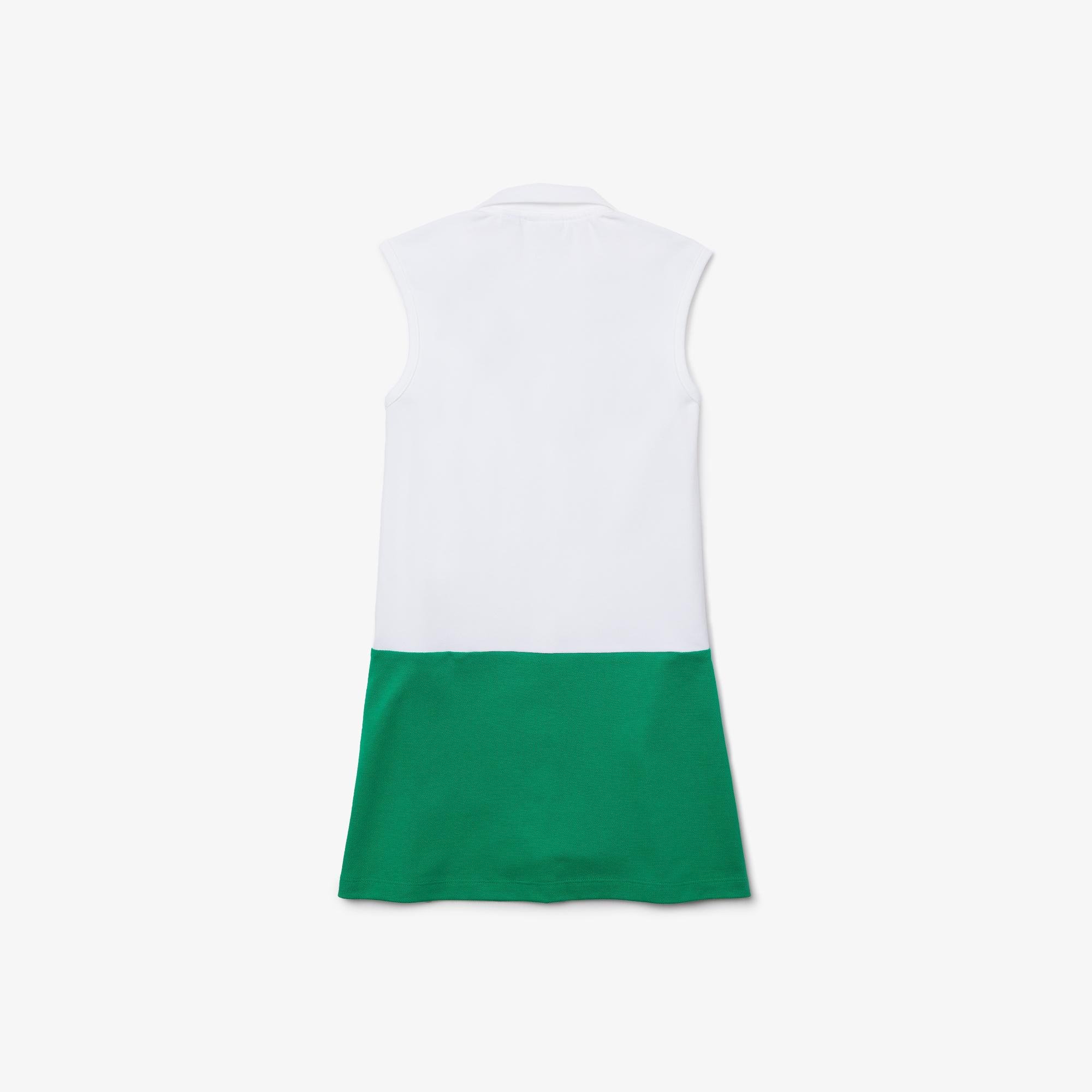 Lacoste Roland Garros Kız Çocuk Kolsuz Polo Yaka Renk Bloklu Yeşil Elbise