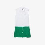 Lacoste Roland Garros Kız Çocuk Kolsuz Polo Yaka Renk Bloklu Yeşil Elbise