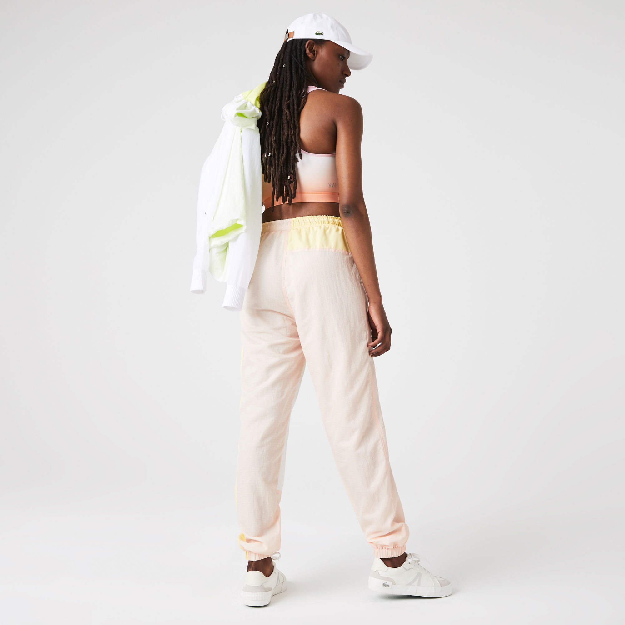 Lacoste L!VE Kadın Regular Fit Renk Bloklu Beyaz Eşofman Altı